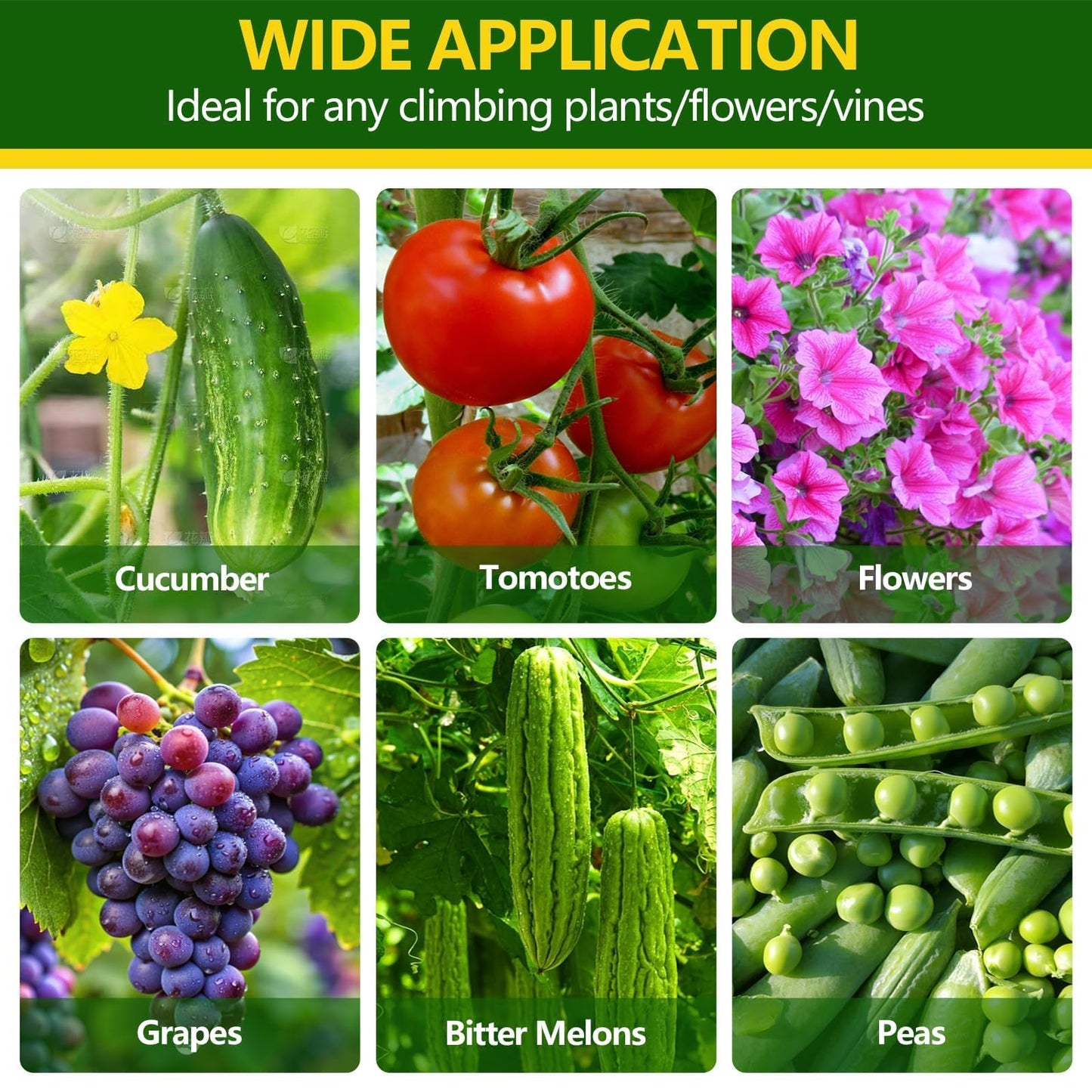 63" Tall Garden Trellis for Raised Bed Metal U-Frame Arch Tunnel Tomato Cage Plant Stakes Support with Garden Netting for Cucumber,Grapes,Peas, Zucchini,Vine,Bean,Flowers