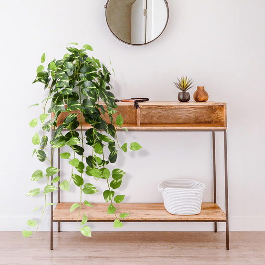 CADNLY Realistic Artificial Plants Indoor in Pot – Green Faux Hanging Plants Artificial Decor Fake Pothos Potted Home Decor Shelves Tabletop Office 1 Pack