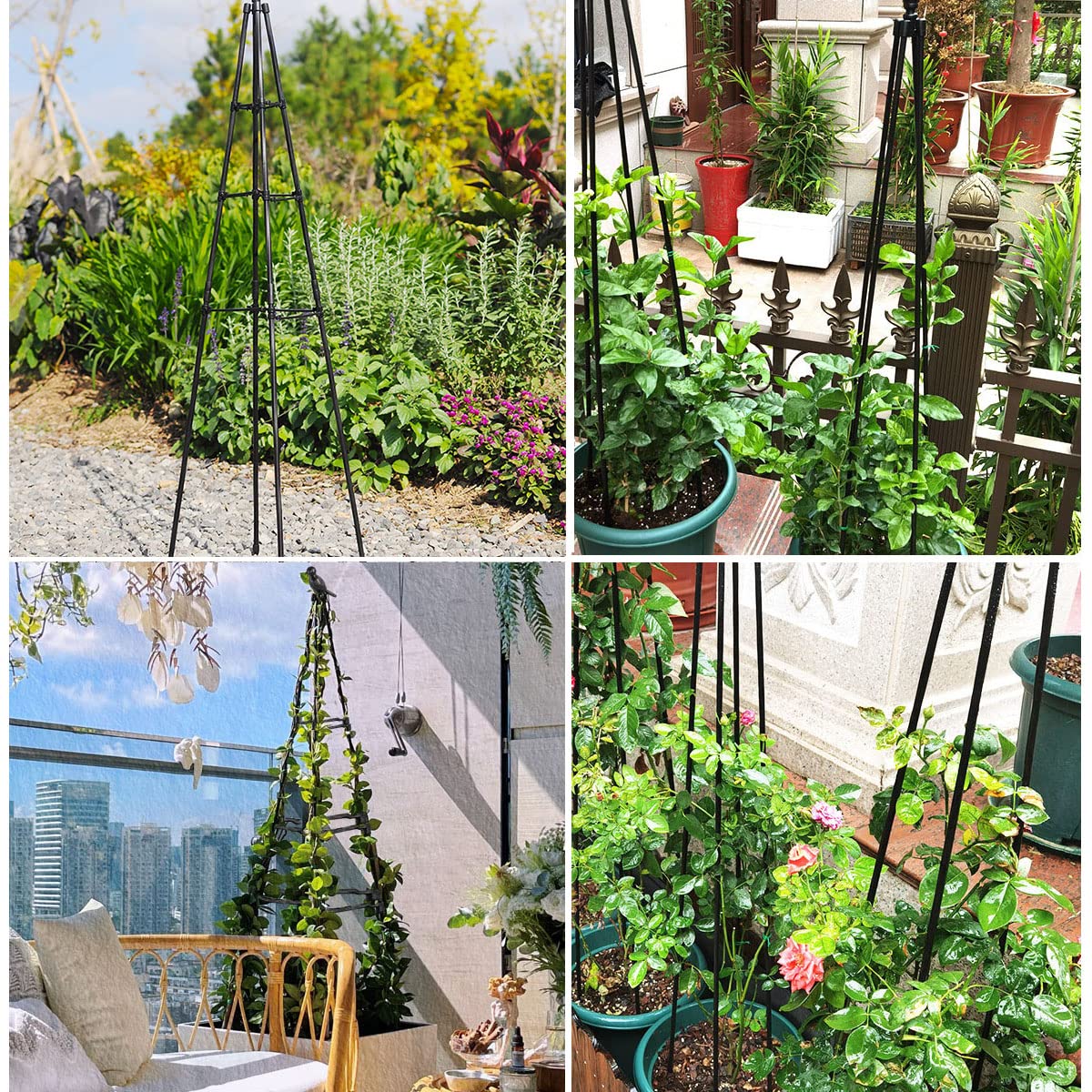 Garden Trellis, 47" Plant Trellis Support Plant Stand for Climbing Plants Outdoor and Indoor Trellis, Potted Plants Flowers Vegetables and Vines, Tomato Cage Tower - 2 Pack