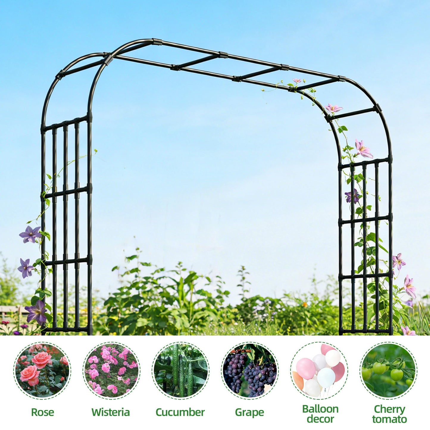 Large Garden Arch Trellis,11.75ft x 8.53ft Sturdy Metal Full Garden Arbor for Climbing Vines Outdoor,1.64ft Extra Wide Wedding Archway for Ceremony,Party,Lawn,Patio,Backyard,Black
