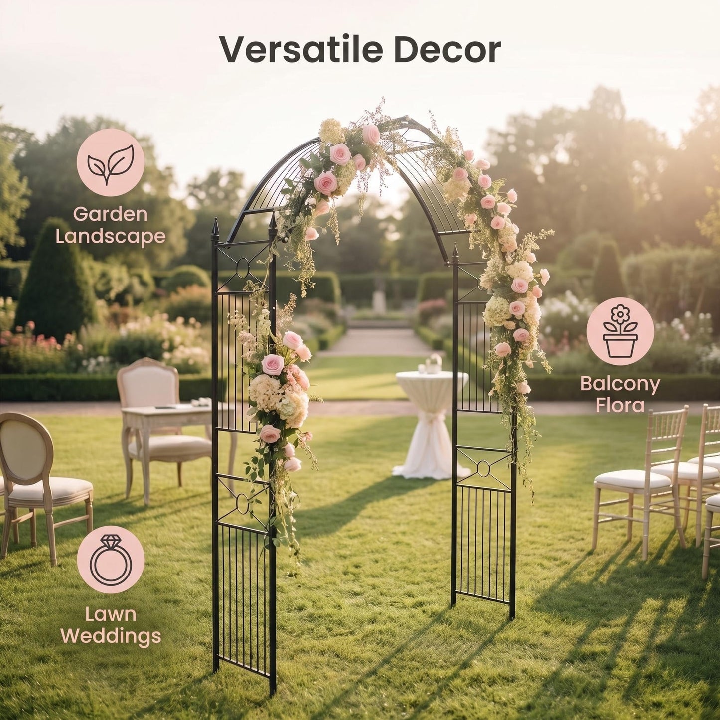 1. GO Adjustable Steel Garden Arch, 8'2" High x 4'7" Wide, Garden Arbor for Various Climbing Plant, Outdoor Garden Lawn Backyard