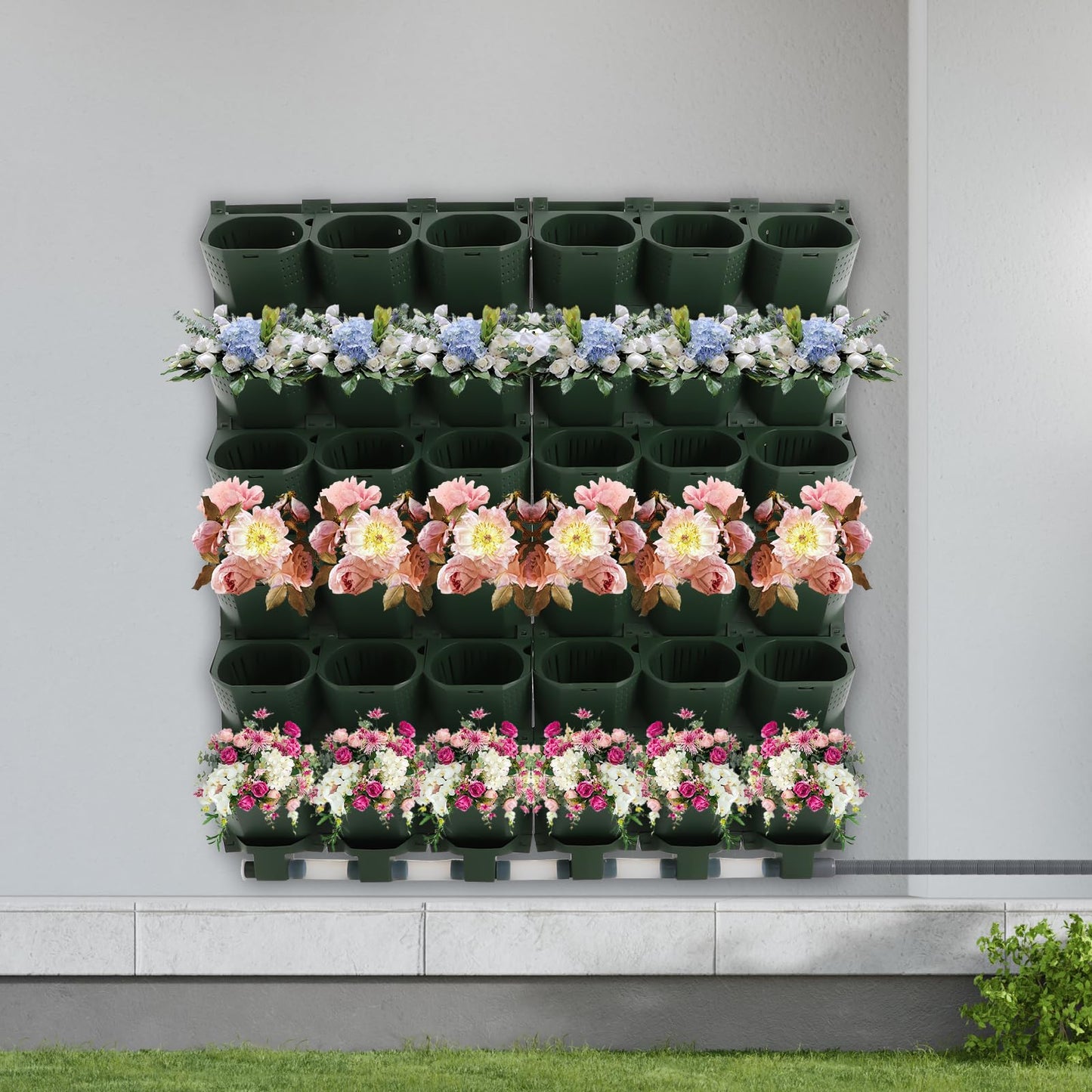 Eypkaol Opjceux 36 Pockets Wall Mounted Vertical Garden Planter, Wall Mounted Self-Watering System with Timer, Automatic Drip Irrigation Kit for Indoor Outdoor Balcony, for Veggies Fruits Flowers