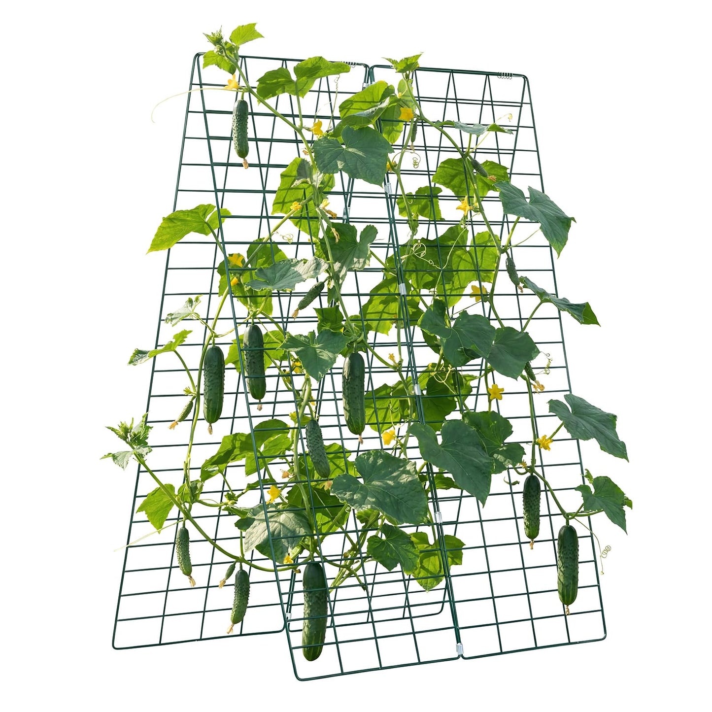 VEVOR Cucumber Trellis, 46" x 34" Foldable A-Frame Garden Trellises for Raised Bed, 4 Panels, Metal Rustproof Outdoor Climbing Plant Support with 2 Plant Bags for Vine, Peas, Beans, Tomato, Flowers