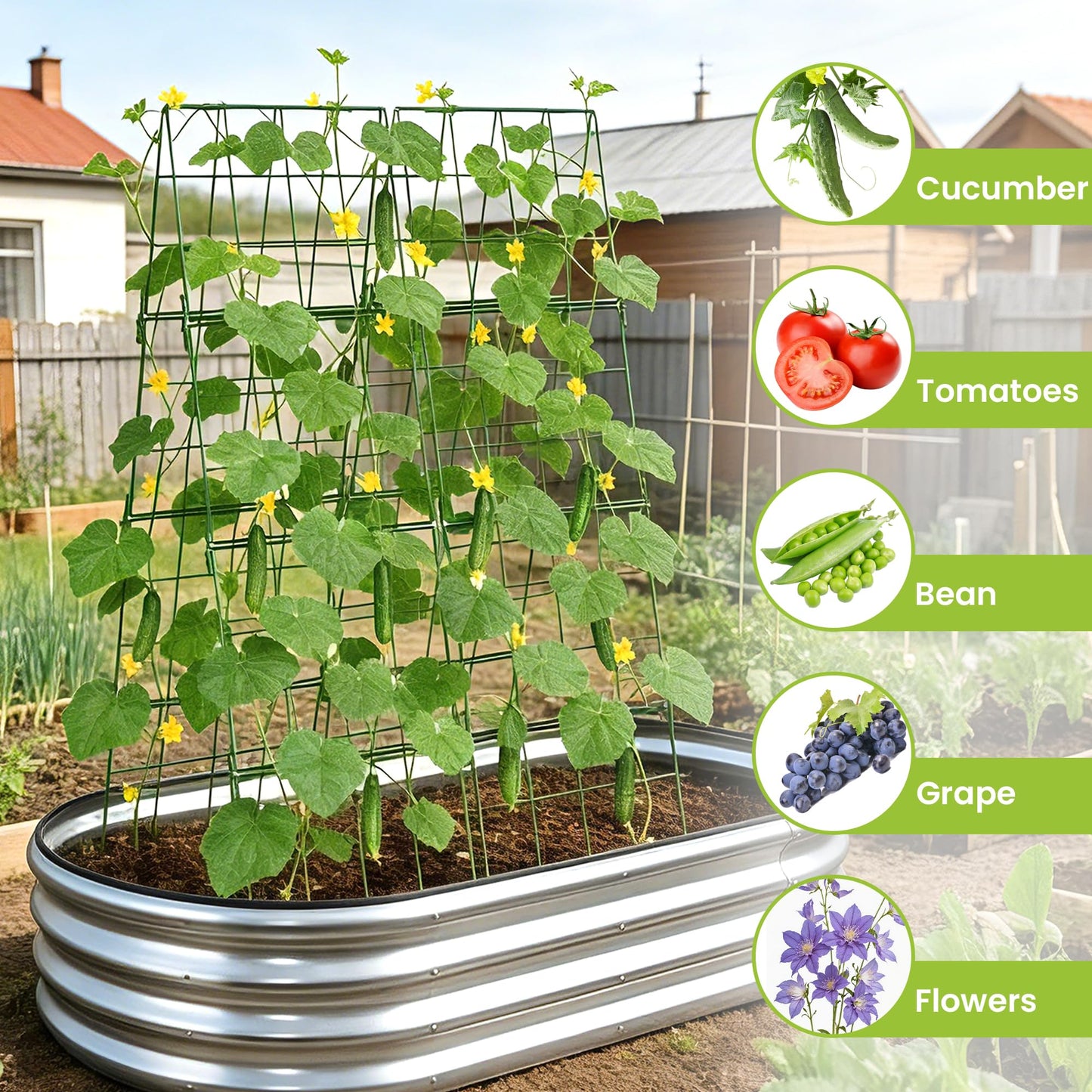 Heavy Duty Adjustable A-Frame Trellis for Climbing Plants,48"x16", Rust-Proof Metal Garden Trellis with Dense Grid, Ideal for Raised Beds, Cucumbers, Tomatoes, Beans, and Outdoor Vines (1 Pcs)