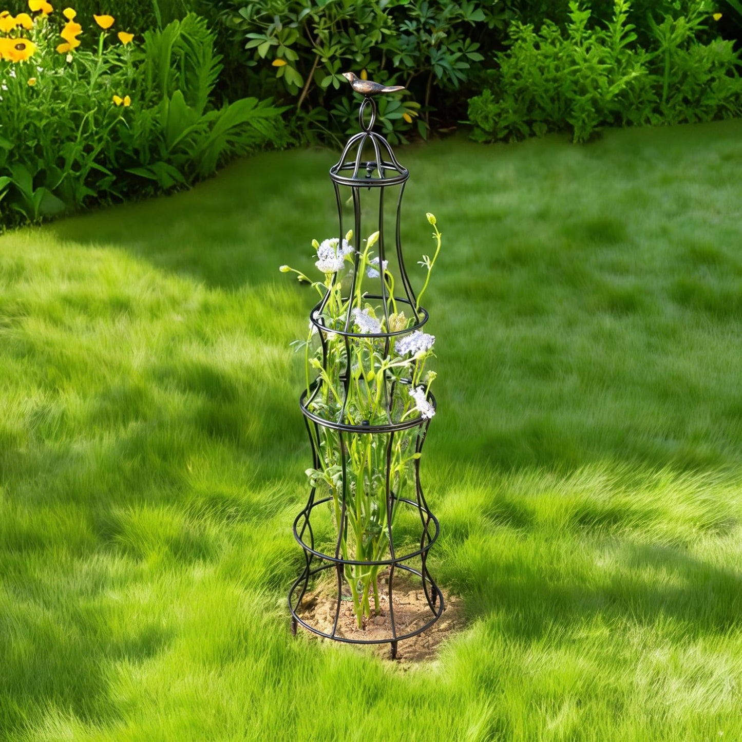 GOOOXIM 42 Inch Obelisk Trellis for Climbing Plants - Durable Metal Outdoor Support for Roses, Bougainvillea, Vines, and Potted Plants - Easy to Install Garden Decoration