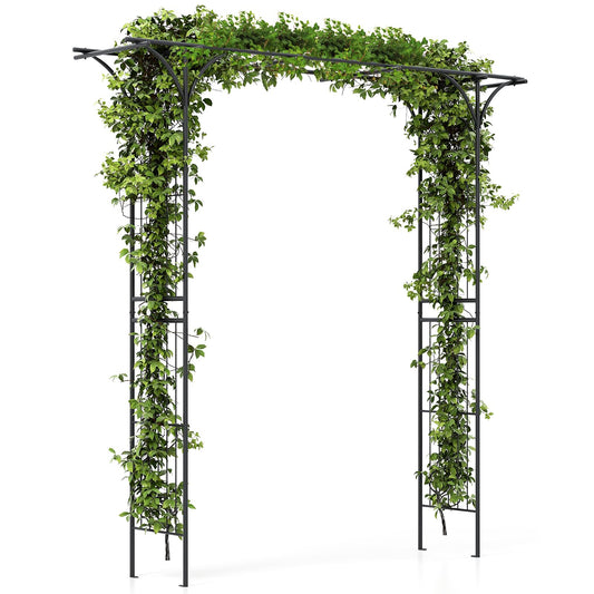 SAFSTAR 81-Inch Garden Arch, Metal Arbor Archway for Climbing Plants, Decorative Lawn Arbor, Heavy-Duty Arch Trellis for Climbing Plants Outdoor Wedding Ceremony Party Backyard