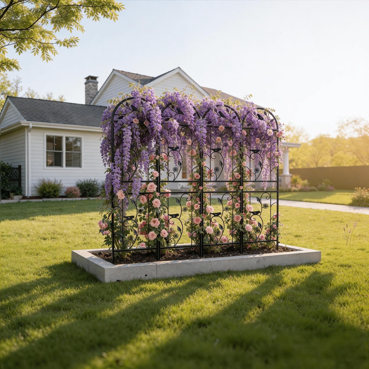 IYINIYI 4 Pack 87x20 Inch Black Metal Garden Trellis, Heavy Duty Outdoor Tall Plant Trellis for Climbing Rose Bush, Clematis, Jasmine, Morning Glory, Flowers & Vines
