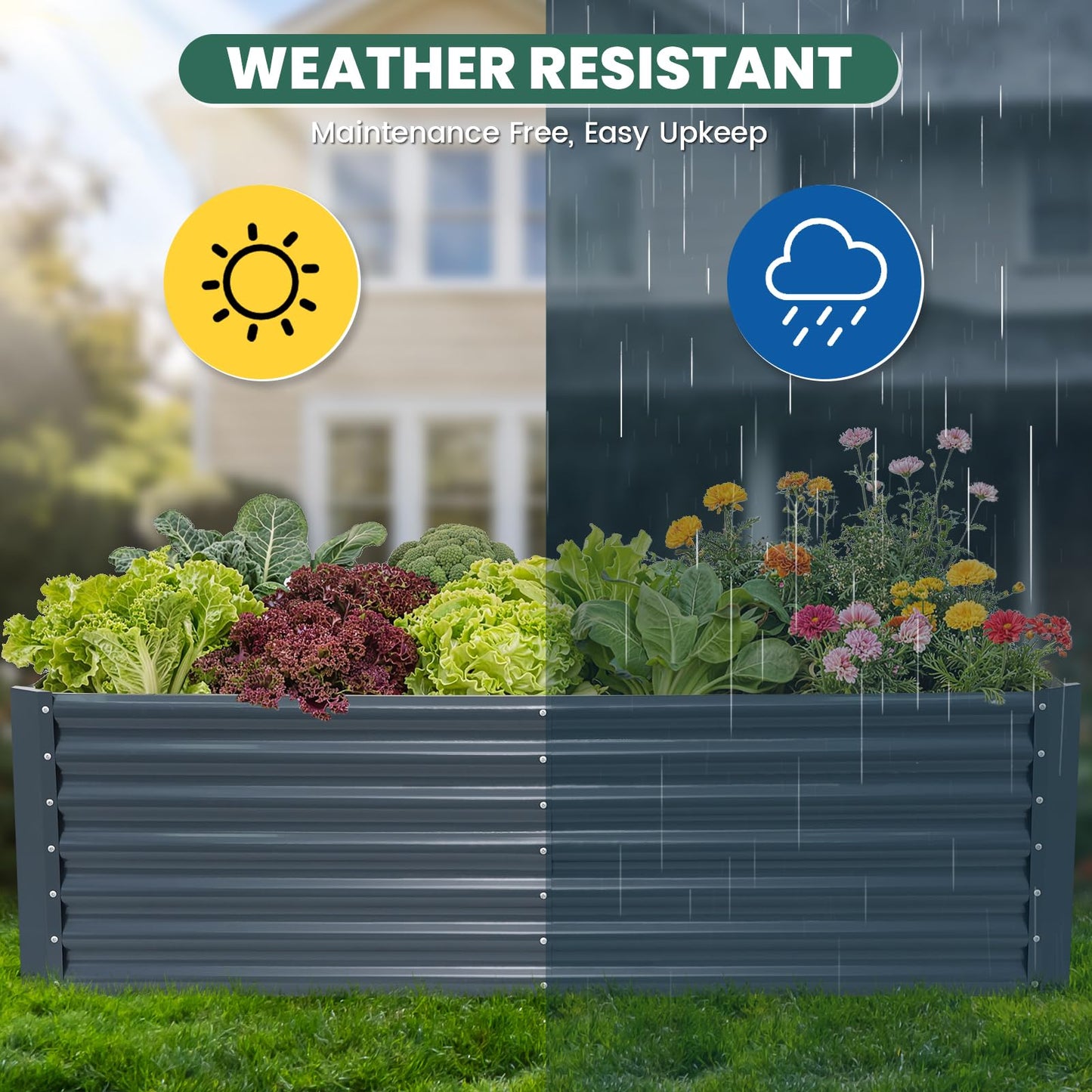 G GOOD GAIN 6x3x2 ft Galvanized Raised Garden Bed Kit, Large Metal Planter Box Outdoor for Vegetables, Flowers, Herbs, 269 Gallon Capacity Deep Root Design, Grey