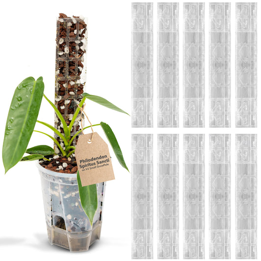 THICCLY V2 GrowPole Small 10 Pcs - Front Opening Clear Moss Poles for Climbing Plants, D-Shaped Moss Pole for Monstera Plant Support Plant Climbing Pole, Plastic Plant Pole Support for Philodendron