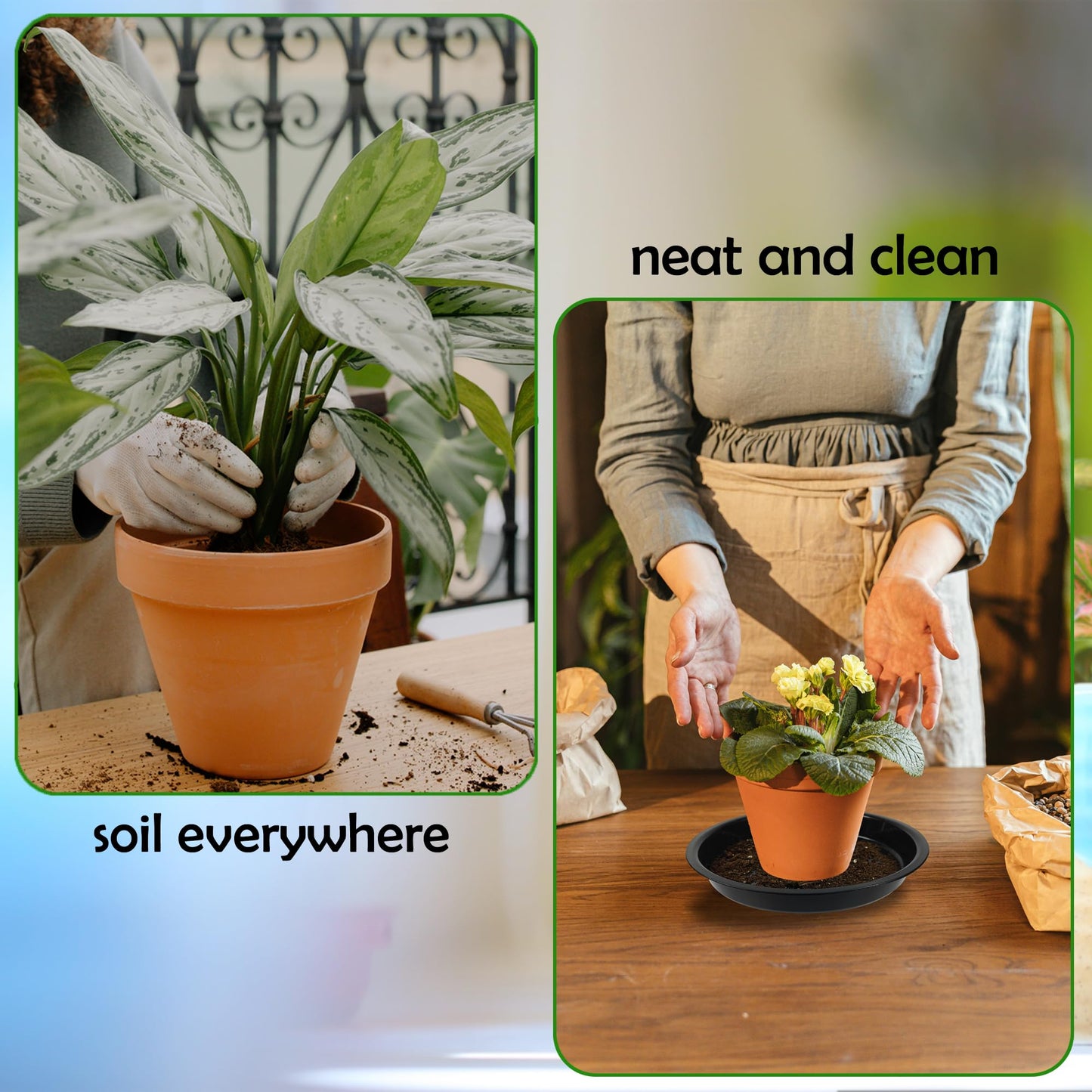 TNTIWQ 6 Pack 8 Inch Round Plant Saucers for Less 6.8 Inch Pot Indoors Outdoors Plant Trays for Pots Planter Saucer Plastic Plant Drip Tray Planter Water Tray for Potted Plants(Black, 8"(6pcs))