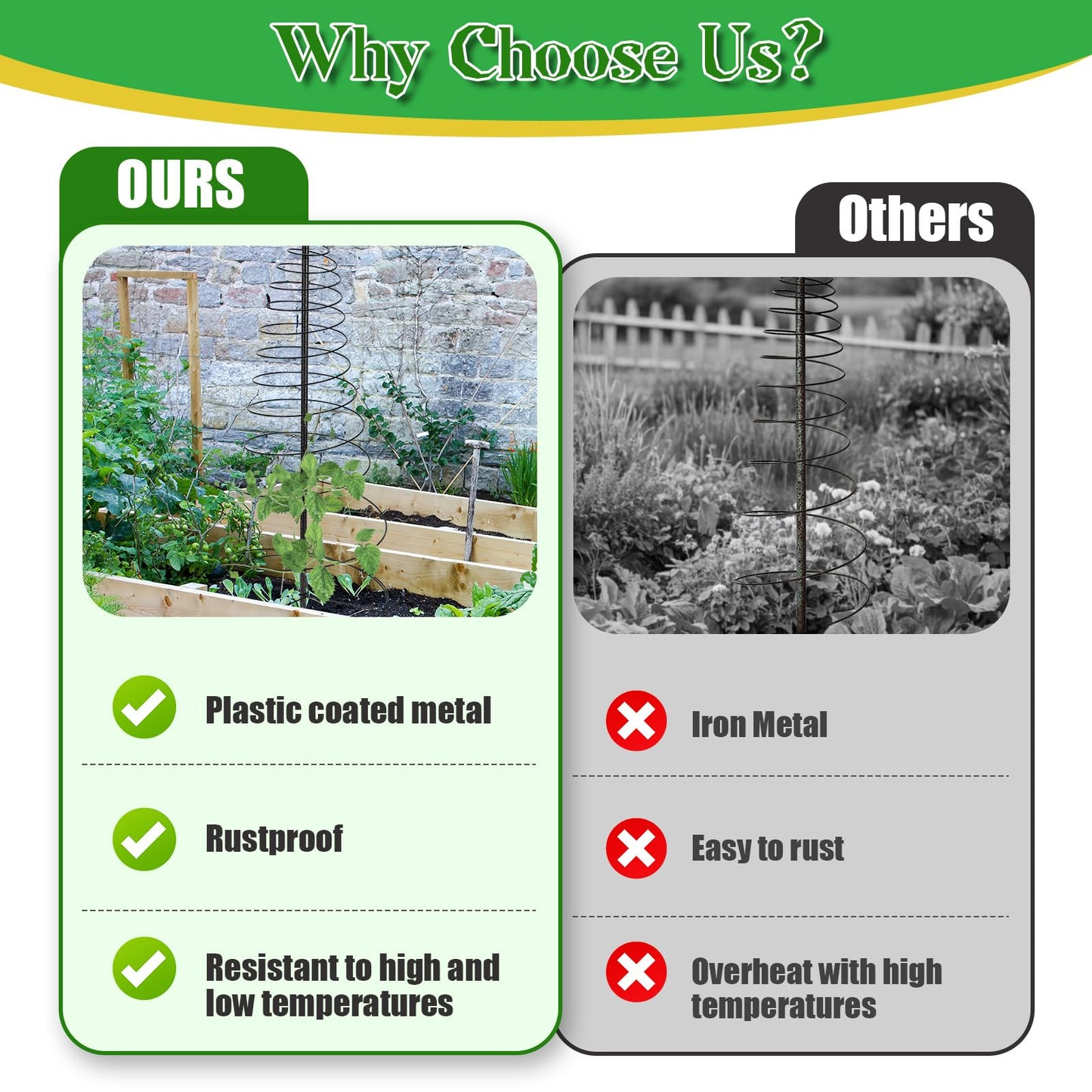 JAOTREL Outdoor Metal Trellis for Climbing Plants, Heavy Duty Rustproof Garden Trellis 60in, Sturdy Plant Support for Roses, Ivy, Tomatoes, Cucumbers, Flowers