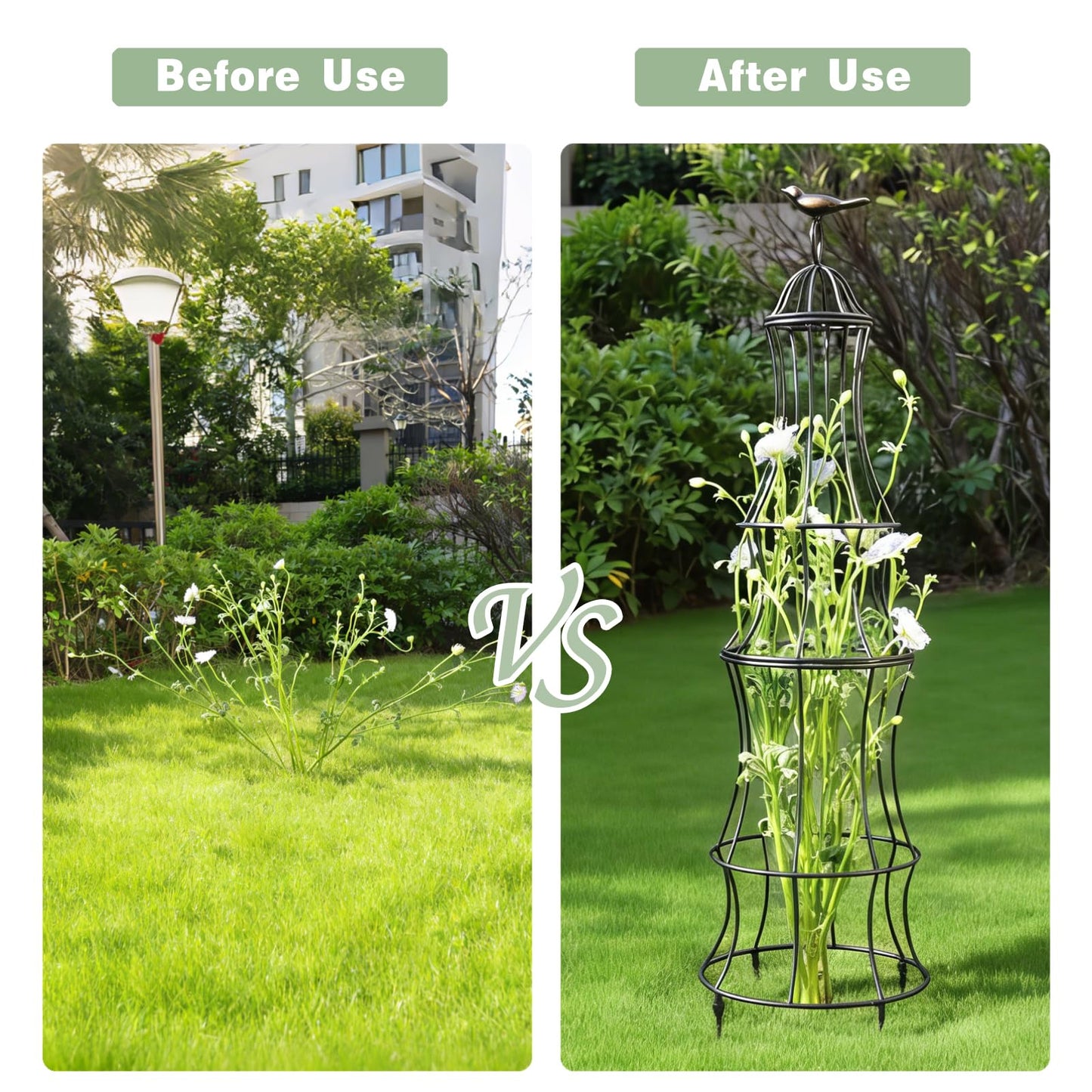 GOOOXIM 42 Inch Obelisk Trellis for Climbing Plants - Durable Metal Outdoor Support for Roses, Bougainvillea, Vines, and Potted Plants - Easy to Install Garden Decoration