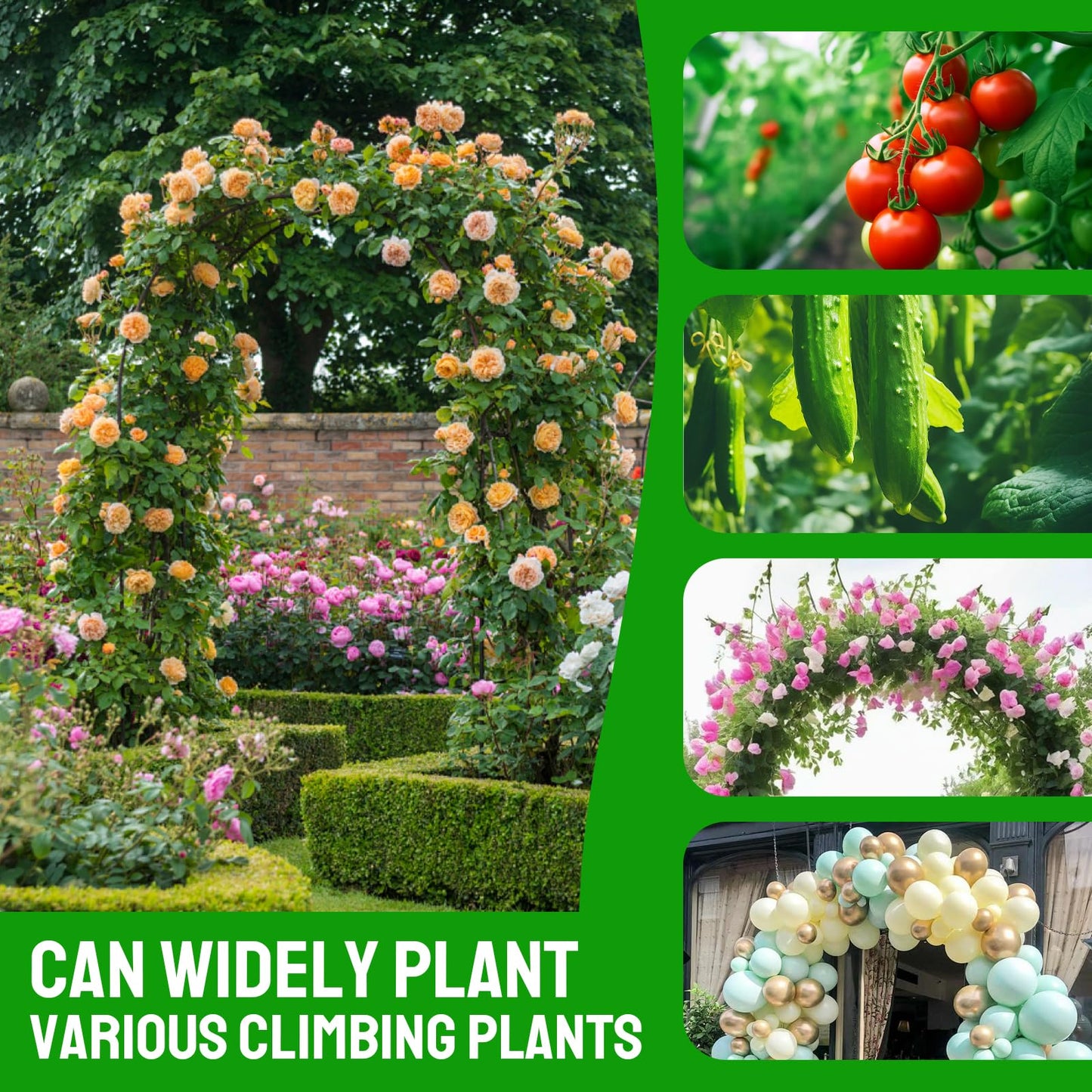 Metal Wide Garden Arch Trellis for Climbing Plants Roses Vines, 53" W x 86" H Wide Garden Archway Arbor Trellis for Lawn Wedding and Bridal Party Decoration