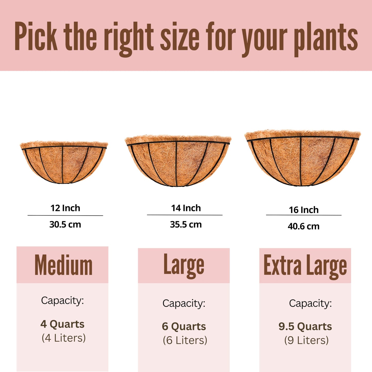 LaLaGreen Wall Planter Outdoor, 4 Pack, 14 Inch Large Wall Hanging Flower Basket with Coco Liner, Vertical Living Wall Mounted Wire Pot Outside Fence Railing Plant Pots Holder Deck Porch Balcony Patio