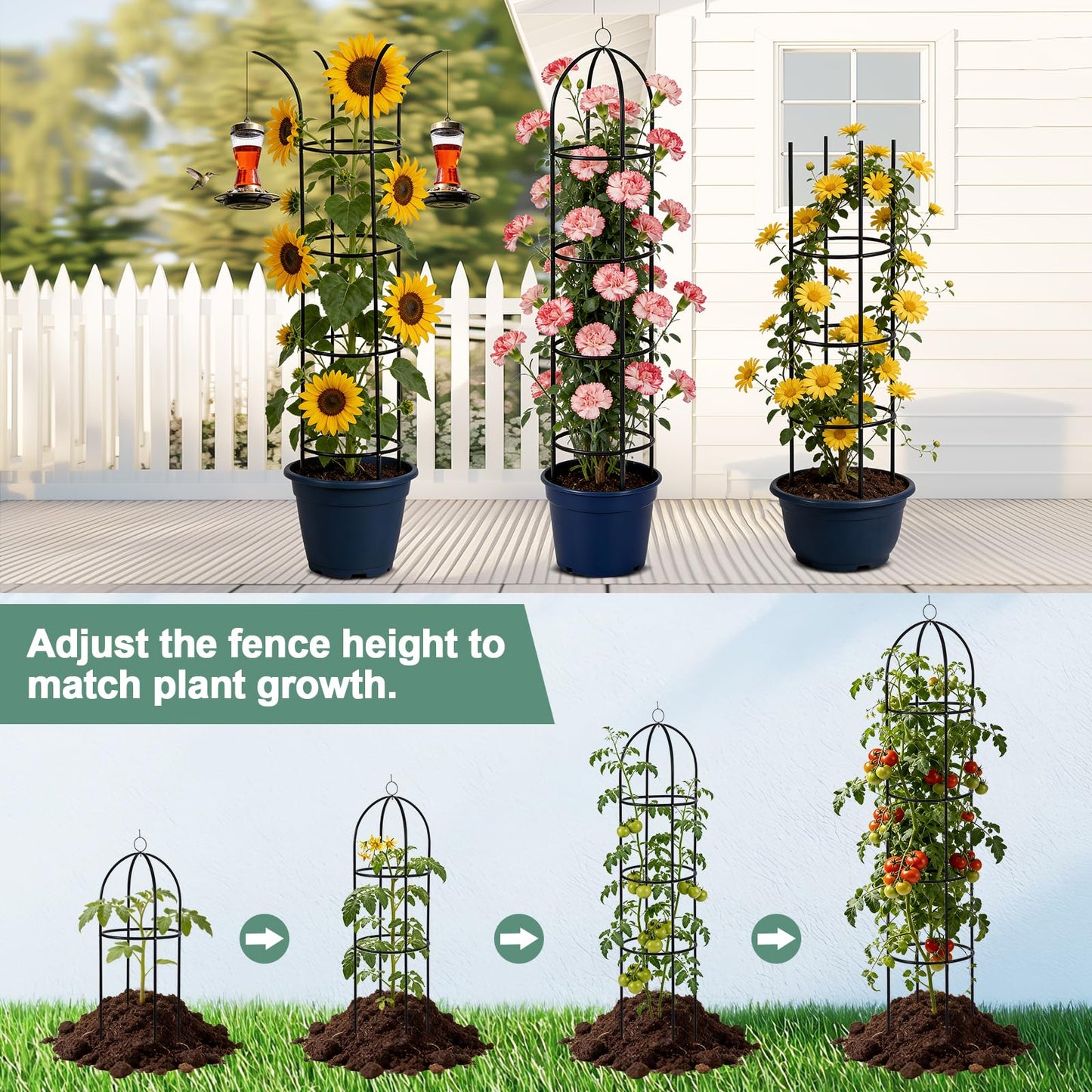 100% Metal Tower Obelisk Garden Trellis 6.6 Ft Plant Support for Climbing Plants Rose Bush Round Trellis for Pots Rustproof Metal Plant Flower Trellises for Clematis Vine Jasmine Outdoor Indoor