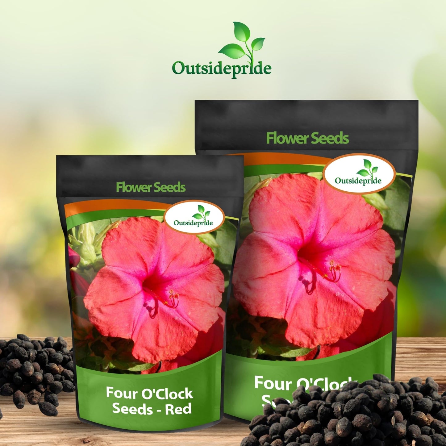 Outsidepride Red Four O'clock Flower Seeds - 1/4 lb Perennial Fragrant, Trumpet-Shaped Blooms, Deer-Proof & Easy to Grow, for Pollinator & Evening Gardens, Containers, Hedges, or Borders