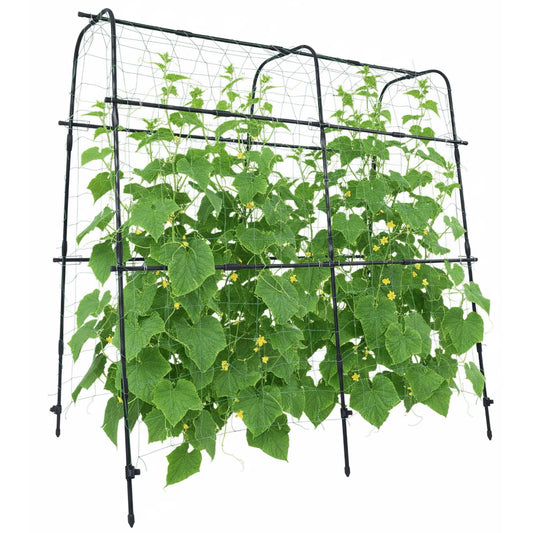 BAXAM ﻿Cucumber Trellis Arch 5.3FT Black PP Coated Stainless Steel Garden Arch Trellis for Climbing Plants Outdoor, Garden Vegetable Trellis for Climbing Plants with Netting