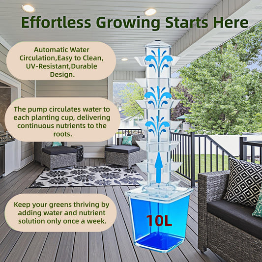 Hydroponics Tower Growing System Kit, Vertical Garden Indoor Outdoor, Up to 35 plants,Lettuce Grow Tower & Timer, Smart Indoor Growing System for Kitchen, Balcony, Apartment Herbs & Vegetables