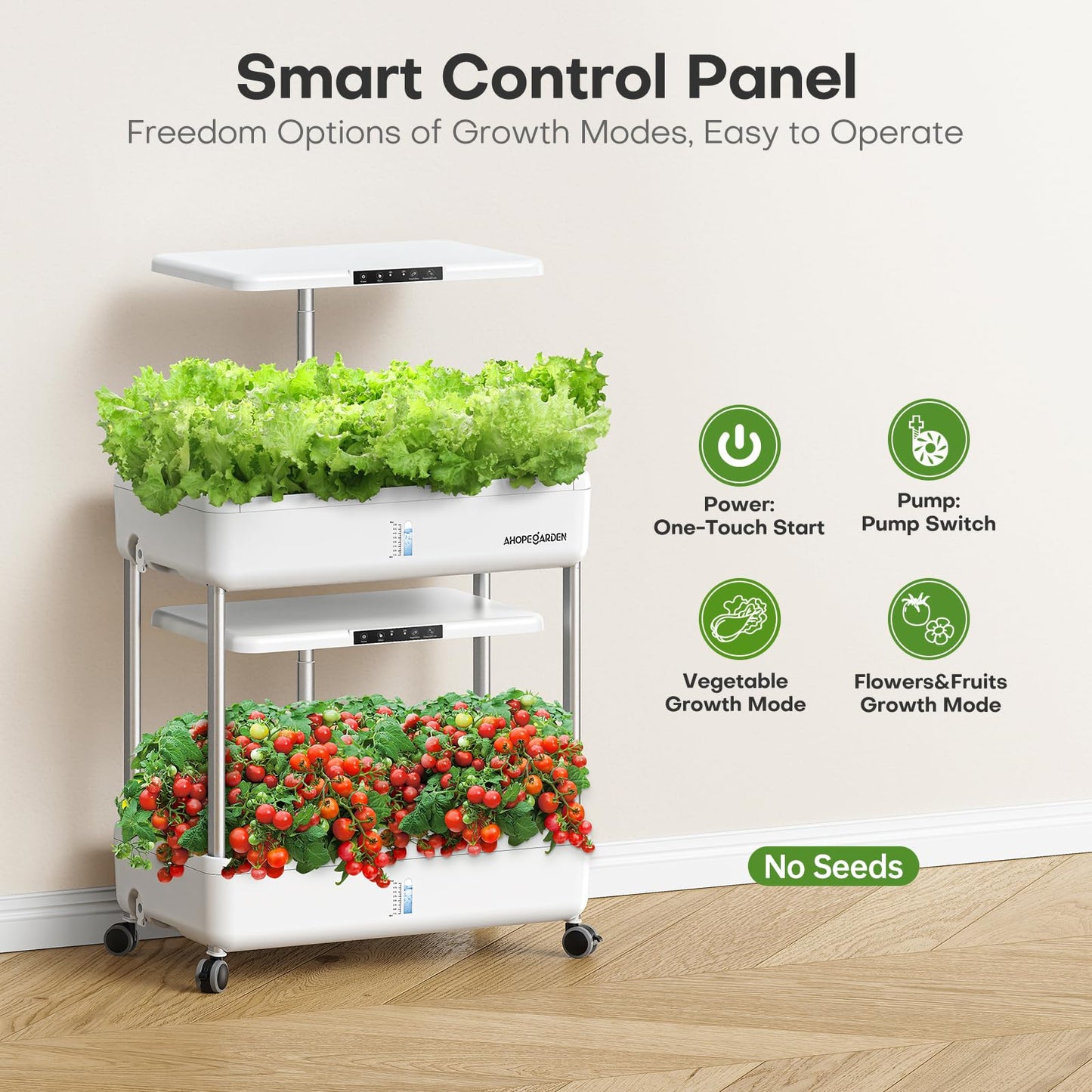 Ahopegarden Hydroponics Growing System Indoor Garden, 44 Pods Plant Herb Garden Germination Kit with LED Grow Light, 20L Double-Layer Large Capacity Hydrophonic Planter Grower for Vegetable Fruit