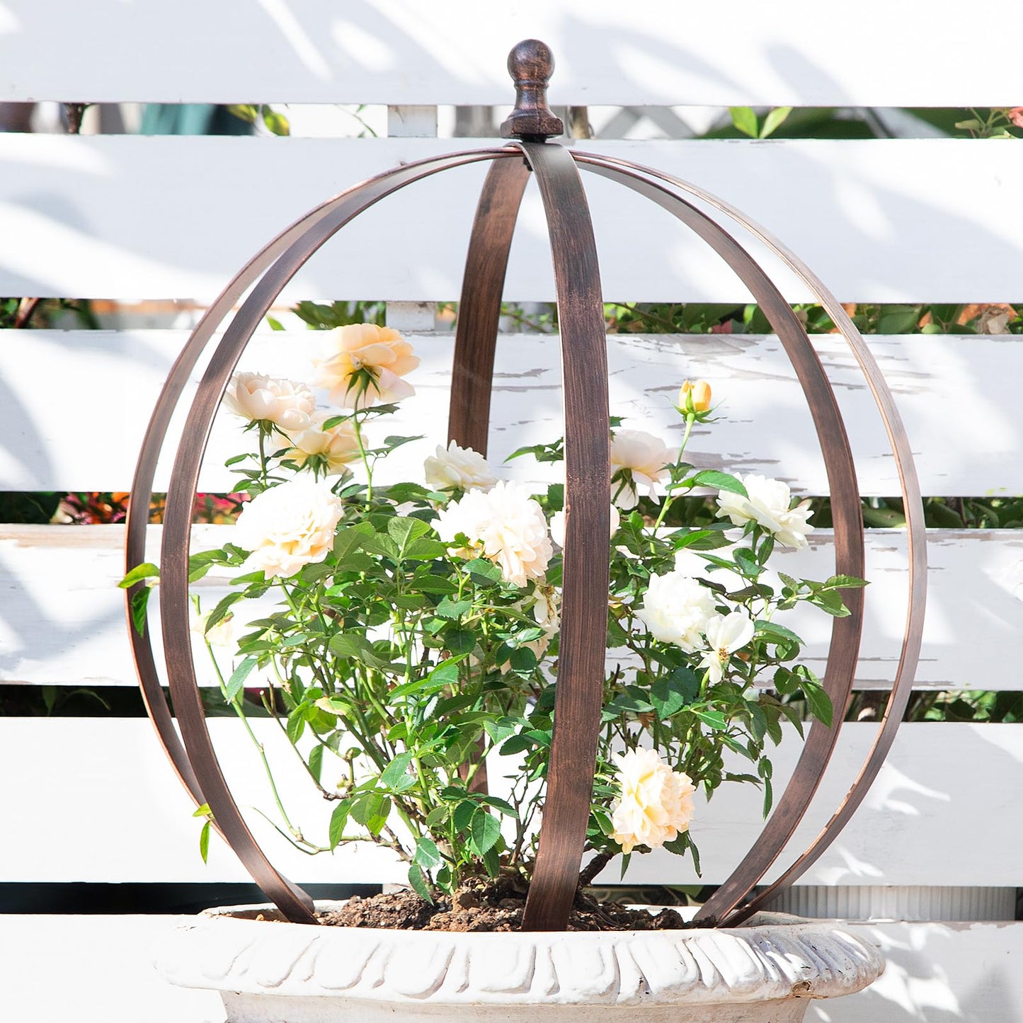 GOOOXIM Garden Obelisk Trellis for Climbing Plants – 18"x22" Metal Outdoor Support for Rose Bushes and Tall Vines – Antique Copper Finish – Easy Assembly and Storage – Perfect Garden Decor