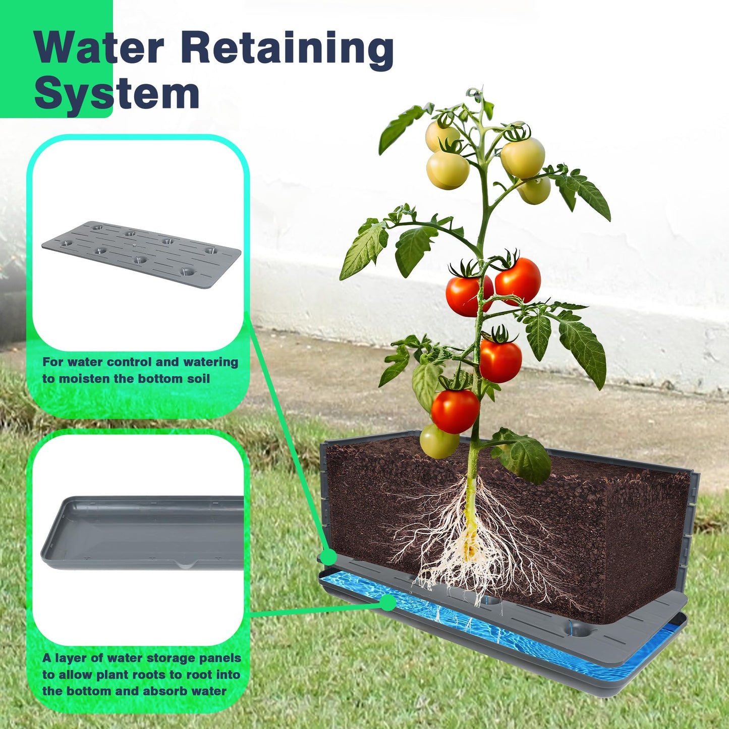 Sumloty 2Pack Raised Garden Bed Planter Boxe with Trellis, 55.2" Self Watering Tomato Planter Box with Trellis for Climbing Vegetable Flowers and Plants, Tomato Cage for Indoor Outdoor Use