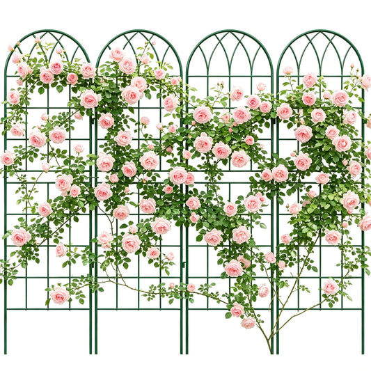 4 Pack Metal Garden Trellis for Climbing Plants,Green Metal Garden Trellis for Vines Plant Rose Vegetable Support,Large Decorative Outdoor Trellis