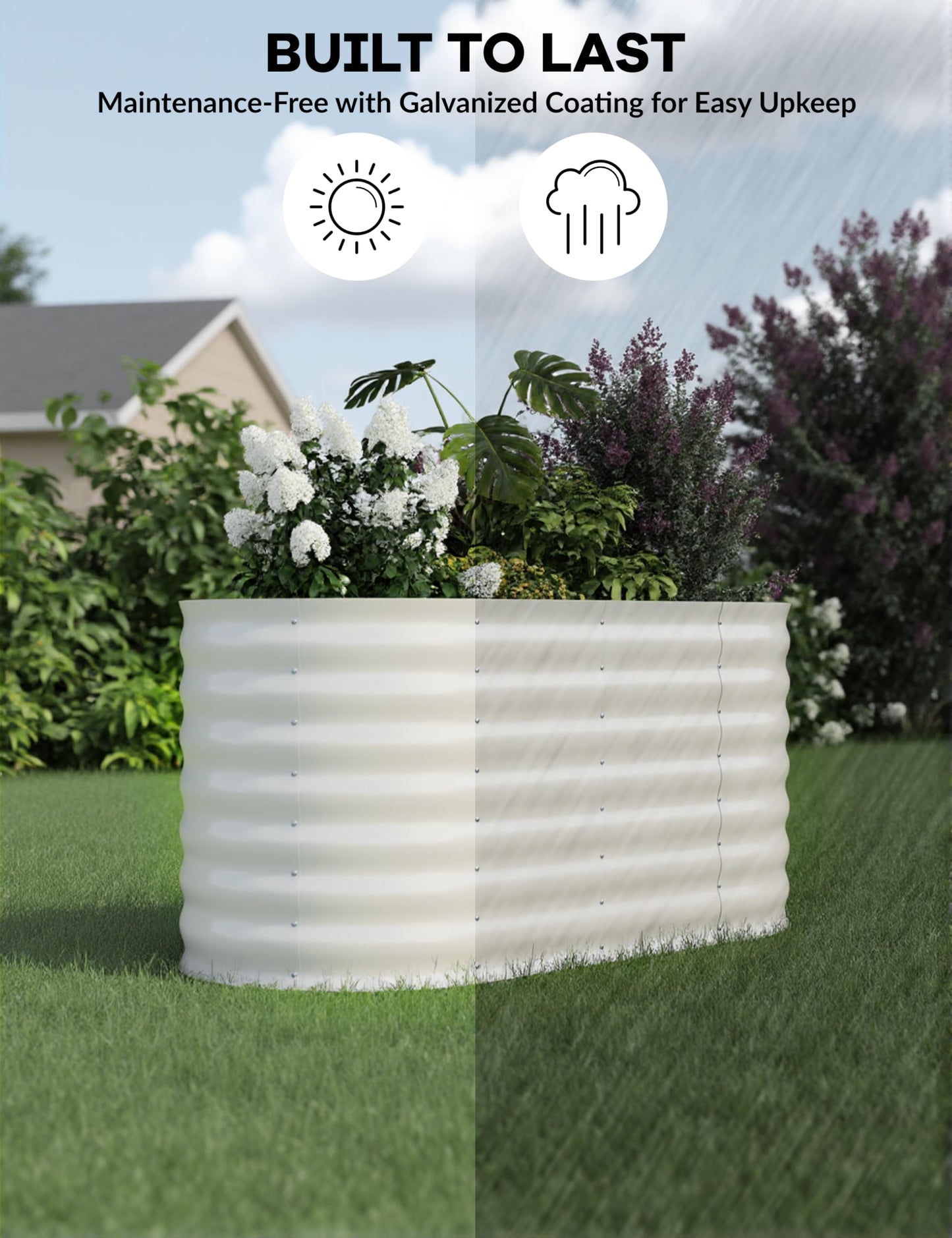 GarveeLife 4x2x2 ft Galvanized Raised Garden Bed - 24 in Tall Metal Planter Box for Vegetables, Flowers, Herbs, Rust-Resistant Outdoor Garden Box, Easy Assembly Raised Beds for Gardening, Beige