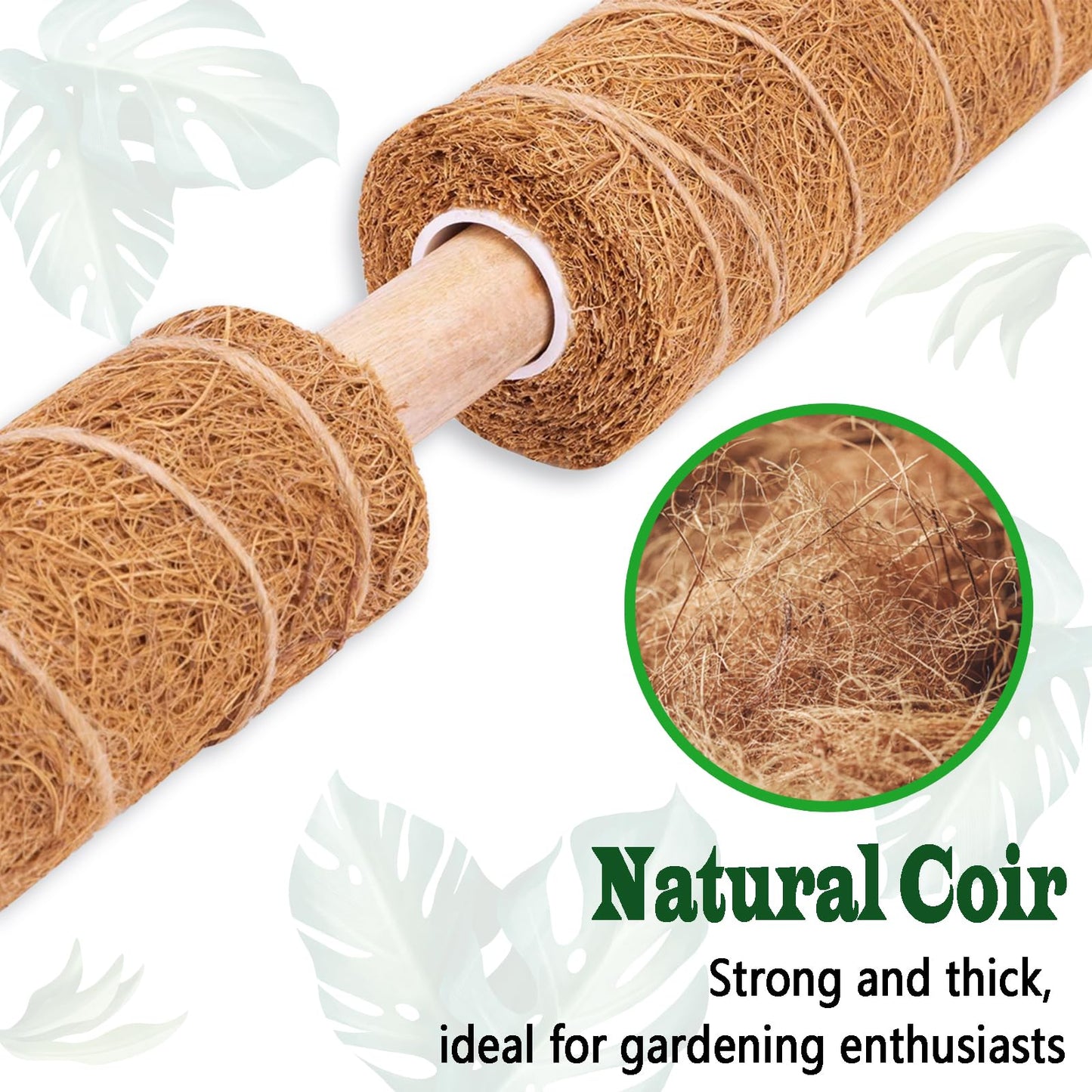 Moss Pole Set, Stackable Moss Poles for Climbing Plants Monstera, Tall Plant Sticks Accessories, Large Coir Plant Support Stakes for Potted Plants Indoor, Pothos, Philodendron