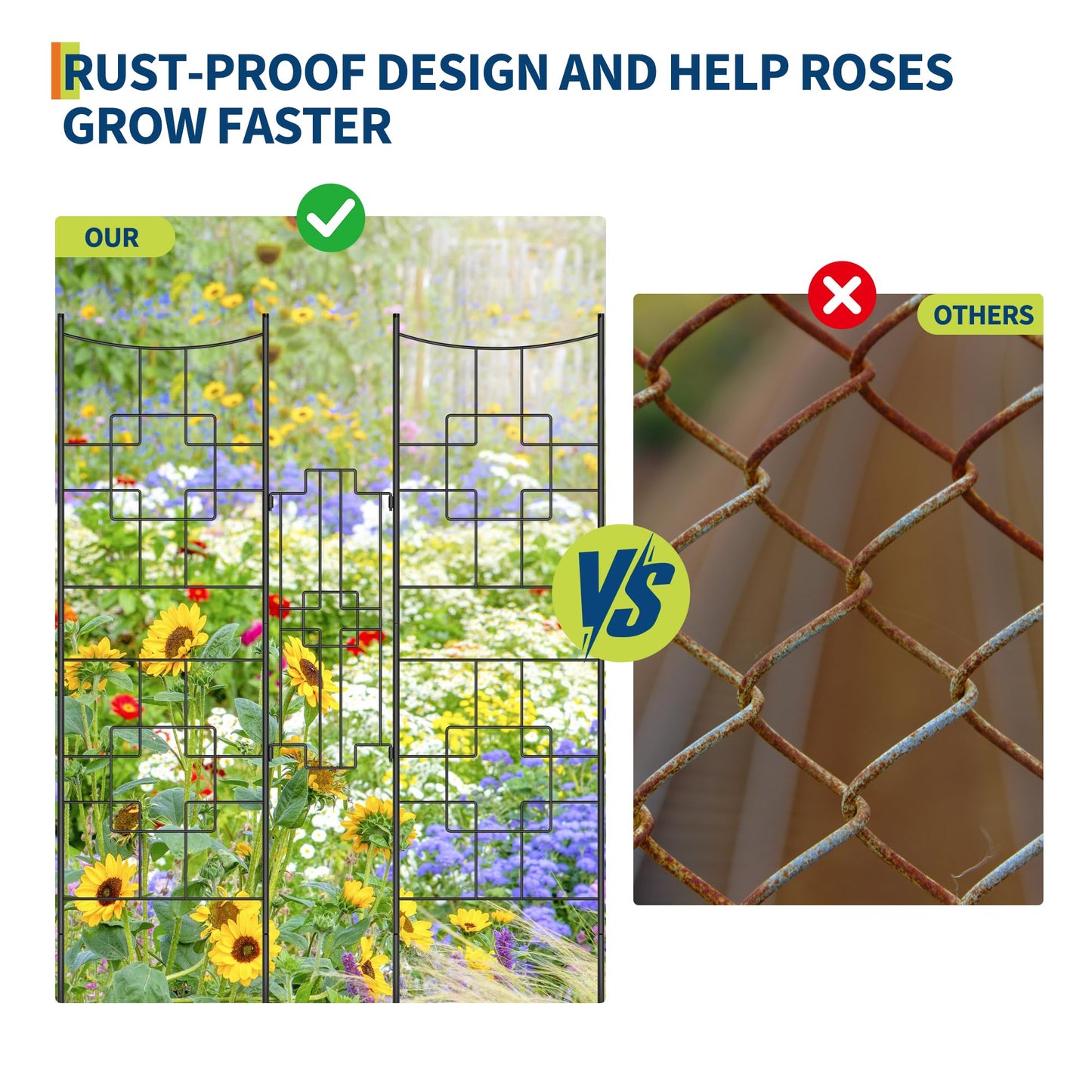 51" X 66" Metal Garden Trellises for Climbing Plants Outdoors, 5.5 FT Black Large Garden Arch Trellises for Roses, Vegetables Vines Flowers Support, Rustproof Privacy Screen Plant Support Frame