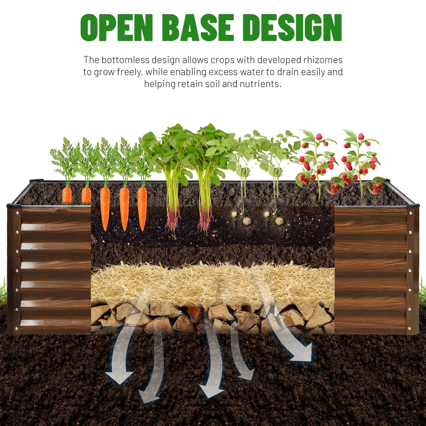 SnugNiture Galvanized Raised Garden Bed 6x3x2FT and 4x2x2FT Outdoor Large Metal Planter Box Steel Kit for Planting Vegetables, Flowers