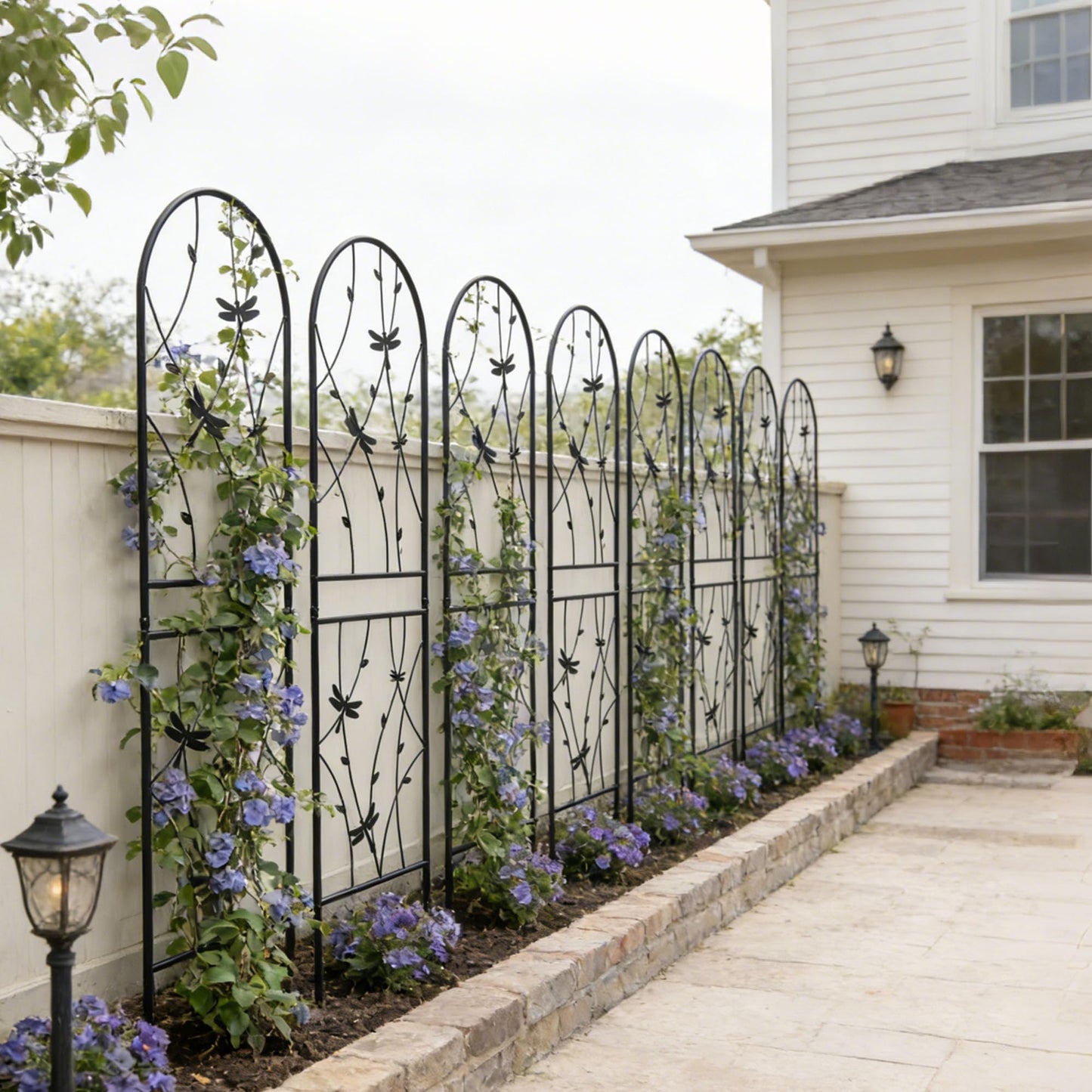 2 Pack Large Garden Trellis Heavy Duty Rustproof Iron Plant Trellis for Potted Plant Support Metal Climbing Rose Trellis Vine Vegetable Cucumber, Black -71" H x 19.7" W