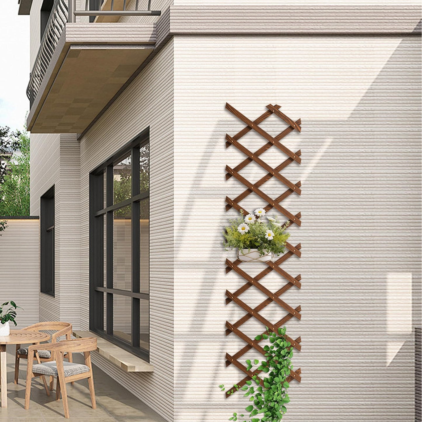 4 PCS Expandable Garden Trellis, 13.1" x 67" Trellis for Climbing Plants Outdoor, Wooden Lattice Fence Wall Panel Lattice Panels for Outside, for Climbing Plants Vine Ivy Rose Cucumbers Clematis（4PC）