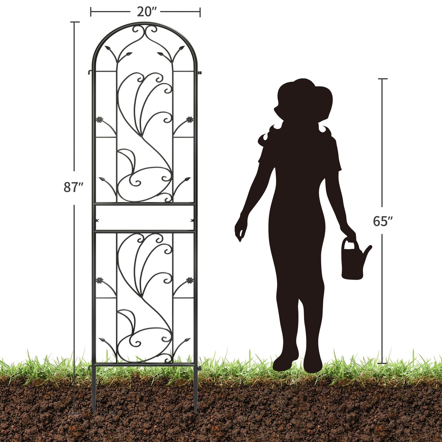 Ultym 2 Pack 87x20in Garden Trellises, Sunflower Black Metal Coated Rustproof Trellis for Climbing Plants Outdoor, Roses, Vegetables, Vines, Cucumbers