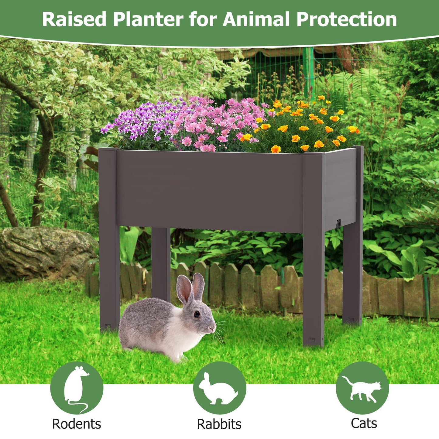 Toolsempire Raised Garden Bed Outdoor, Elevated Planter Boxes with Legs & Water Level Indicator, Garden Box Self-Watering Raised Beds for Gardening, Balcony & Deck (Coffee)