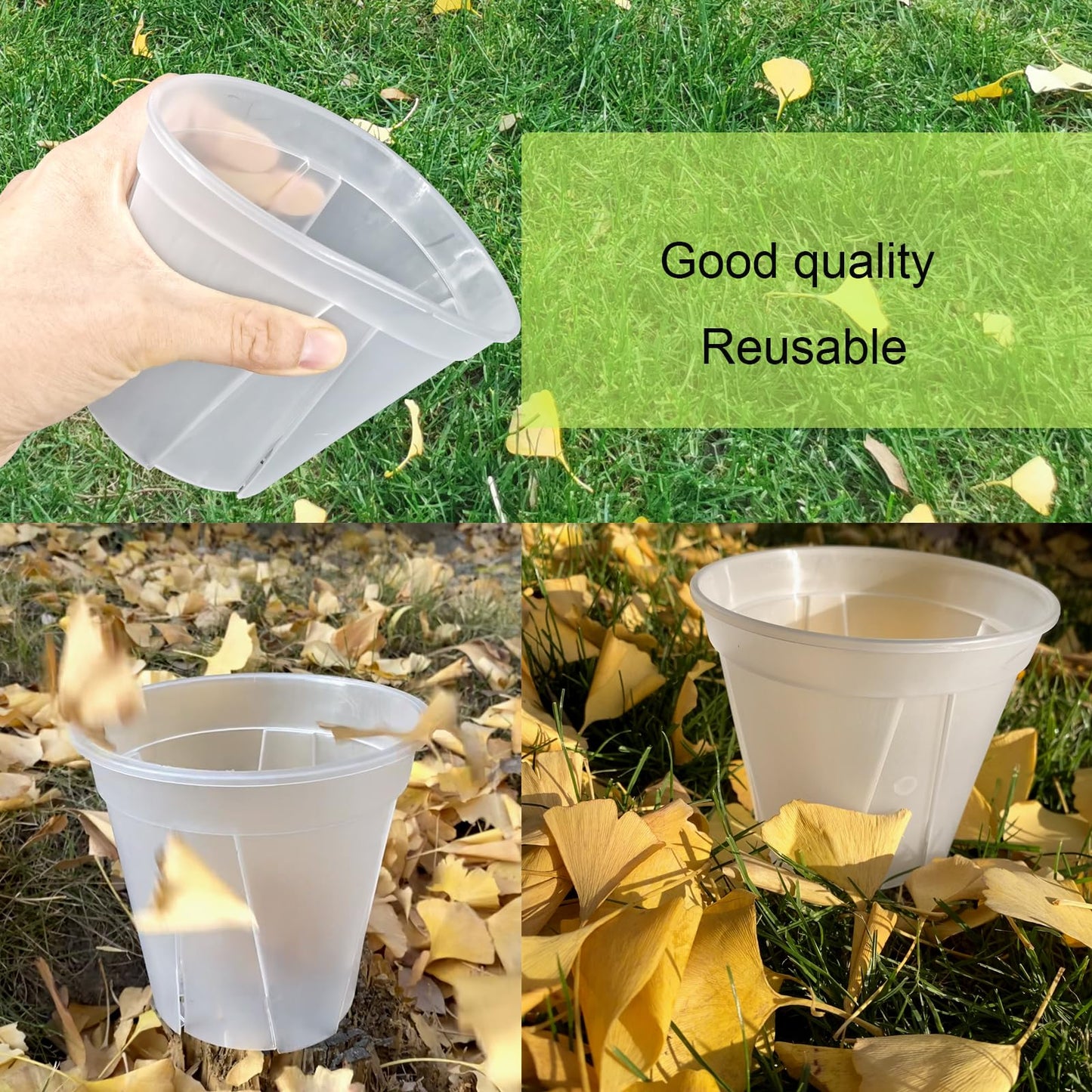 TineDew Large Clear Nursery pots for Plants with Saucers,10 pcs 9.5/8.3/7/6/5 inch Thick Plastic Nursery pots for Plants with Drainage Holes for Monstera,Aroid