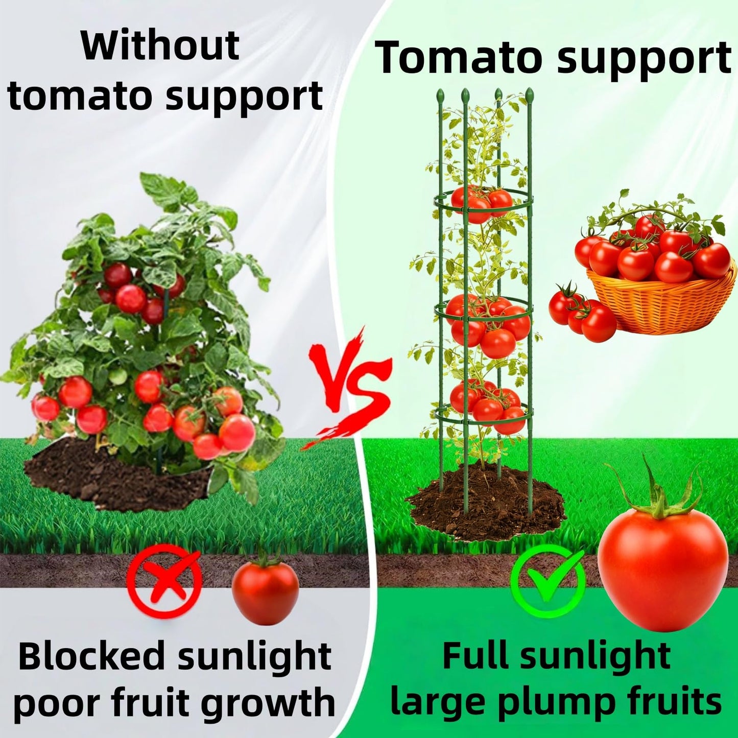 3 Pack Heavy Duty Tomato Cages for Garden, 59 Inch Tall Adjustable Metal Tomato Plant Support for Pots, Round Trellis for Climbing Plants Outdoor, Vegetable, Cucumber, Beans