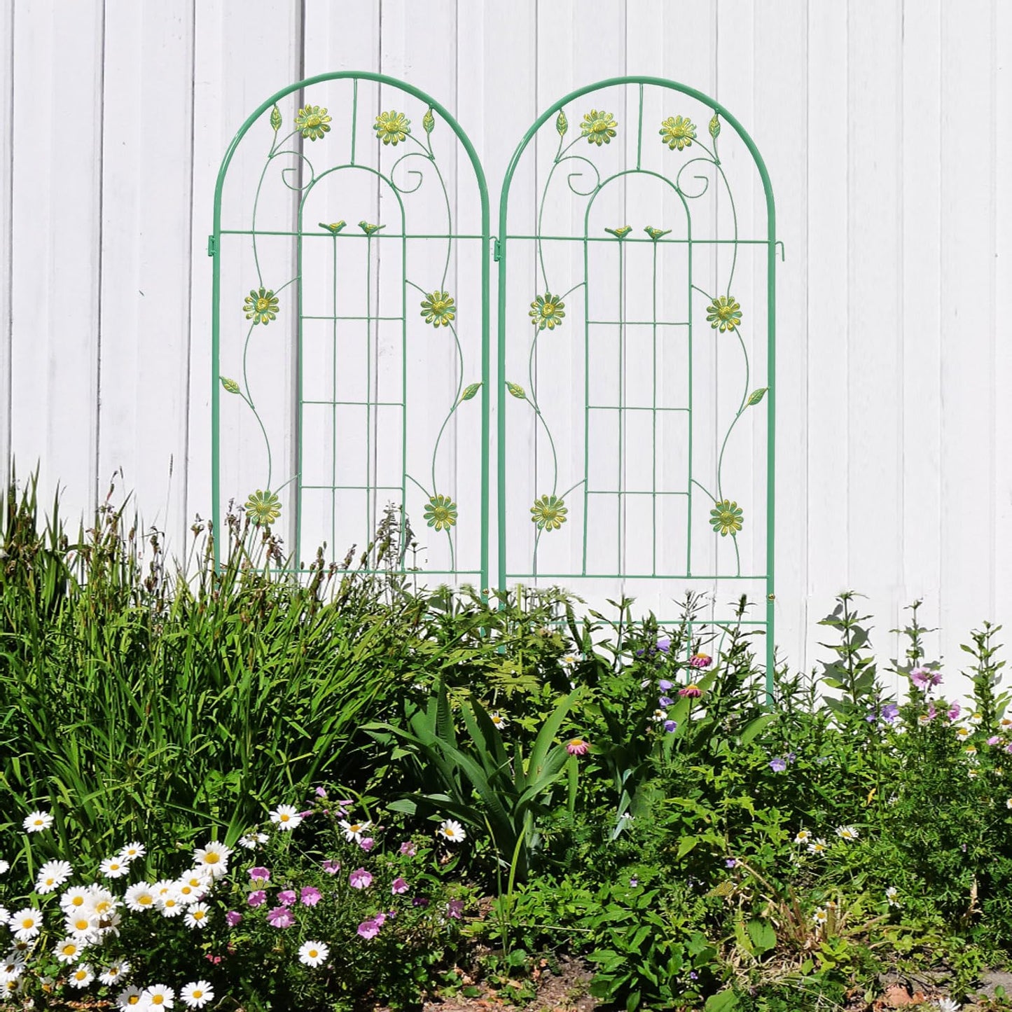 CQSXDA 2 Pack Large Garden Trellis 71" H x 19.7" W Heavy Duty Rustproof Green Iron Plant Trellis for Potted Plant Support Metal Climbing Rose Trellis Vine Vegetable Cucumber