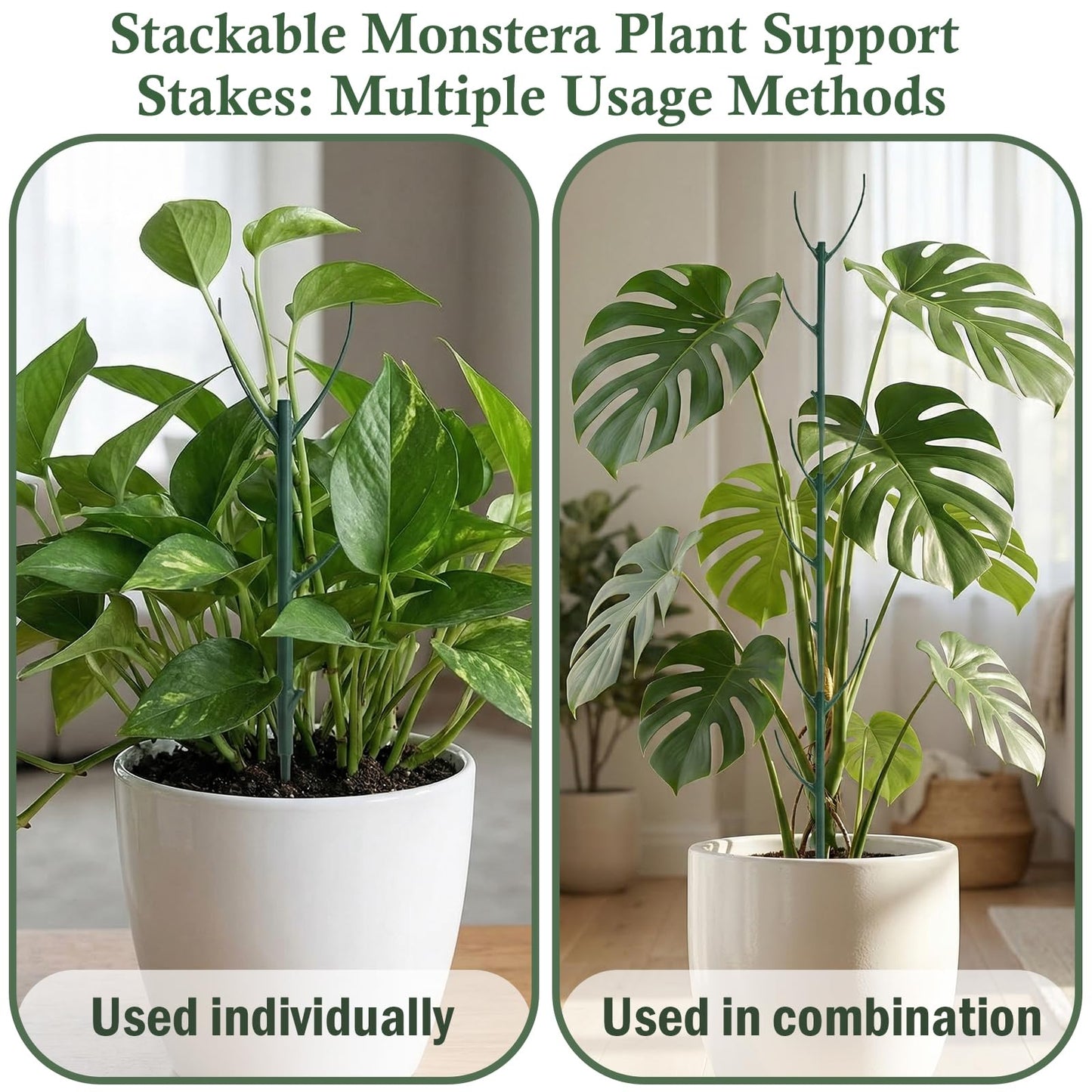 18 Pack Adjustable Plant Support Pole, Indoor & Outdoor Houseplant Stem Support, Adjustable Plant Support Stakes with Clamps, Garden Accessories for Monstera, Pothos, Replacement for Plant Stakes