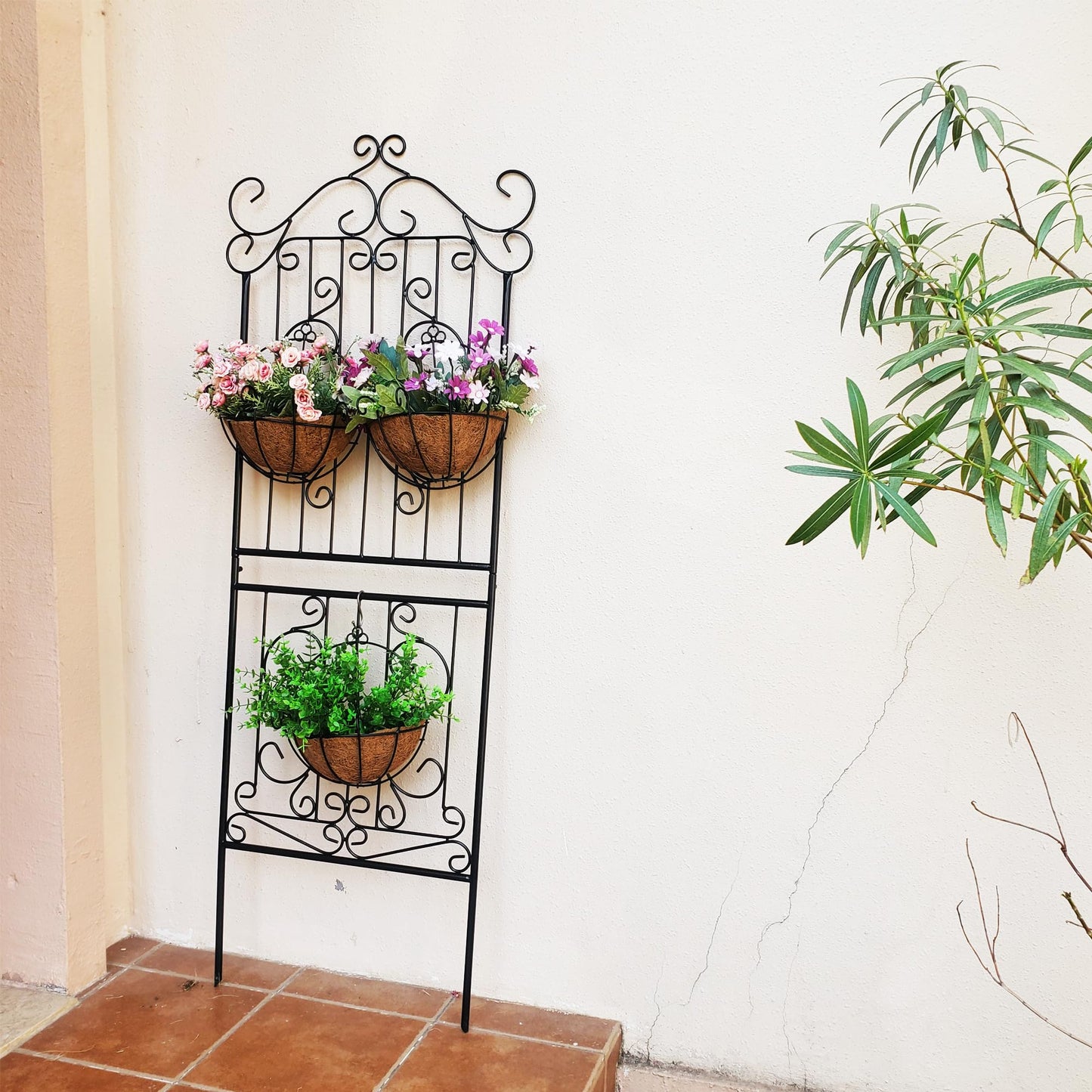 SCENDOR 1 Pack 59" H x 22" W Garden Trellis for Climbing Plants Outdoor Plant Climbing Rose Trellis Iron Trellis Ivy Cucumbers Decorative Metal Black
