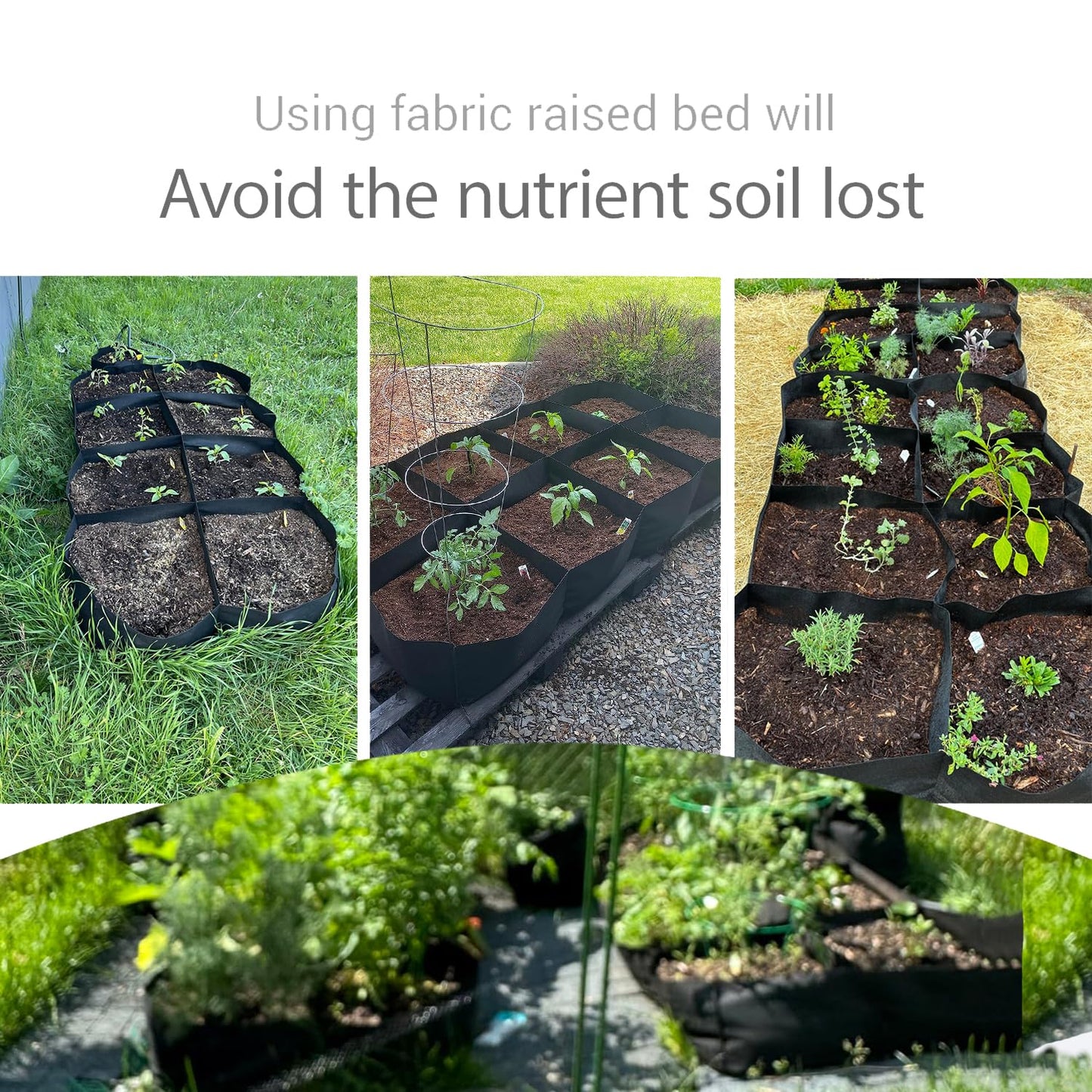Hecurba Fabric Raised Garden Bed, 6 x 3 x 1 ft Planter Boxes Outdoor with 8 Grids, Perfect for Vegetables, Herbs, and Flowers, Durable Garden Beds for Home Gardening Enthusiasts