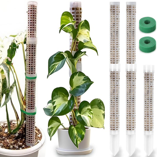 Sturdy Moss Poles for Climbing Plants - Extendable & Adjustable Small Moss Pole Monstera Plant Support Ideal for Indoor and Climbing Plants & More, Extendable Length 11.1'' to 31.2'', Set of 5