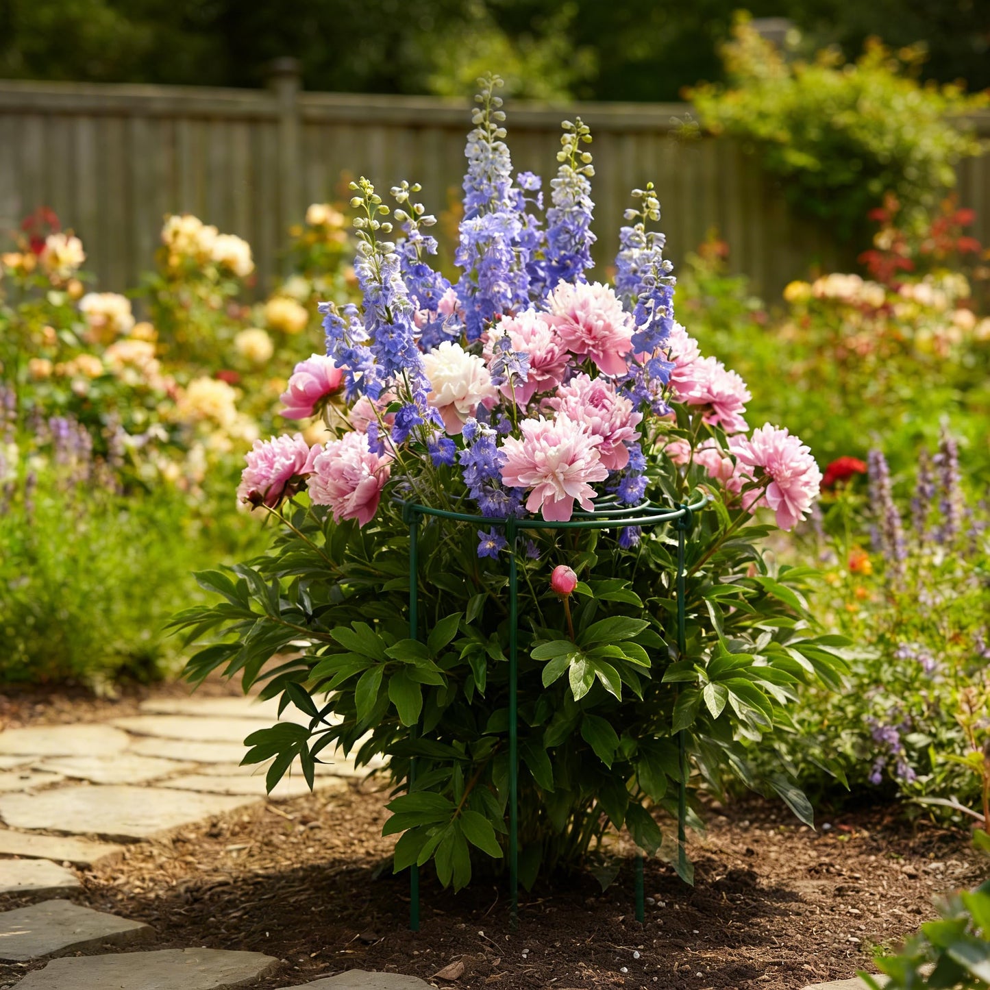 DAYUMKOU 8 Pack Peony Cages and Supports, 11.5" D x 12" H Plant Supports for Outdoor Plants, Heavy Duty Metal Peony Support Cage Flower Support Rings for Rose Hydrangea Strawberry