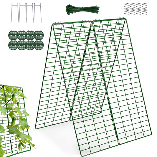 Cosbur 48" L x 34" W Cucumber Trellis for Raised Bed, A Frame Trellis, Vegetable Trellis with Garden Stakes and Zip Ties for Climbing Plants, Cucumber, Flowers