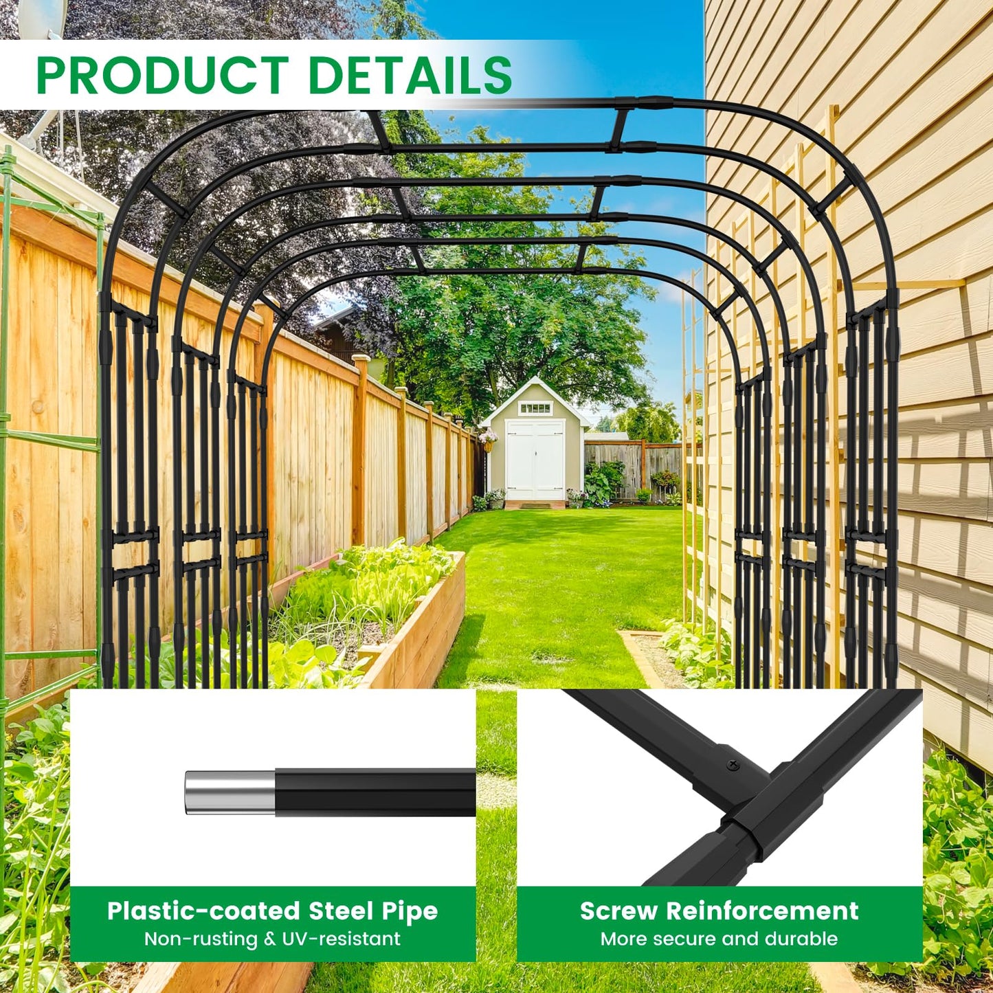 Garden Arch Trellis, 87in H x 16in L Large Garden Arch Arbor Trellis for Climbing Plants Outdoor Plant Support for Cucumber Grape Vine,Tall Metal Gardens Archway for Lawn Party Ceremony