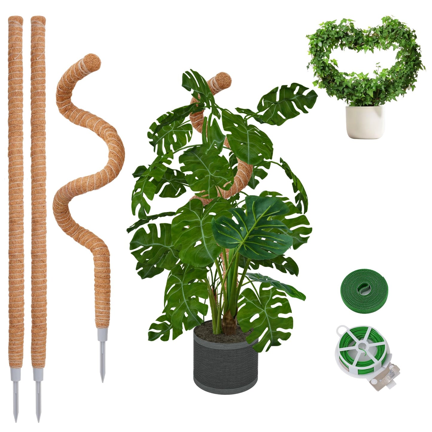 3 Pack 50 Inch Bendable Moss Pole Monstera Plant Support for Climbing Plants Indoor DIY Tall Moss Ploles Made of Coco Coir Sticks Support Stakes for Pothos Philodendron Potted Plants to Grow Upwards