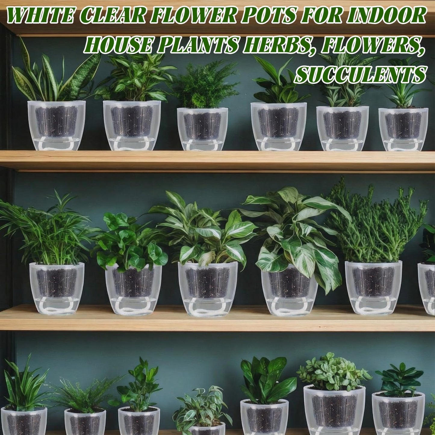Ferrochef 36pcs Self Watering Pots, Plastic Plant Pot with Inner Pot Self Watering Wick Planter pots for Indoor House Plants, Flowers, Succulents (3.5inch,Transparent)