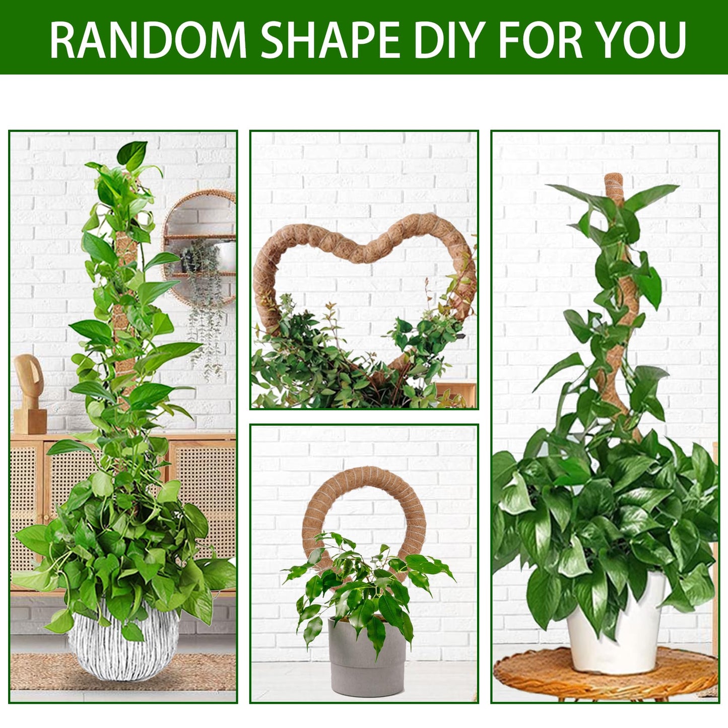 3 Pack 50 Inch Bendable Moss Pole Monstera Plant Support for Climbing Plants Indoor DIY Tall Moss Ploles Made of Coco Coir Sticks Support Stakes for Pothos Philodendron Potted Plants to Grow Upwards