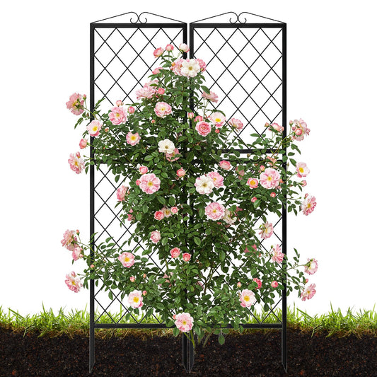 2 Pack 71 Inch Metal Garden Trellis for Climbing Plants, Thickened Square Tube Metal Garden Trellis for Vines Plant Rose Vegetable Support,Large Decorative Outdoor Trellis