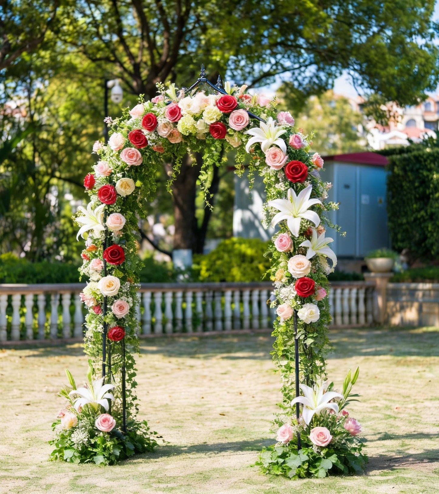 ROARLITEE Garden Arbor 8Ft Arch Trellis for Climbing Plants Heavy Duty Thickened Metal Frame Trellises Yard Outdoor Backdrop Stand Party Event Decoration