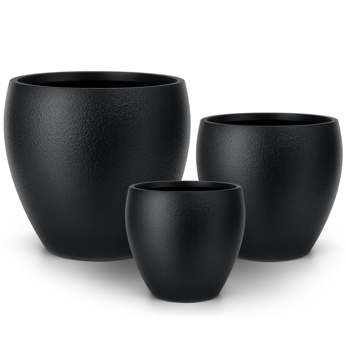homenote Flower Pots 14.5/12/9.6 Inch,Large Plant Pots Indoor with Drainage,Plastic Pots for Plants,Garden Pots for Outdoor,Large Planters for Indoor Plants,Big Plastic Planter,Off-Black(3 Pcs)